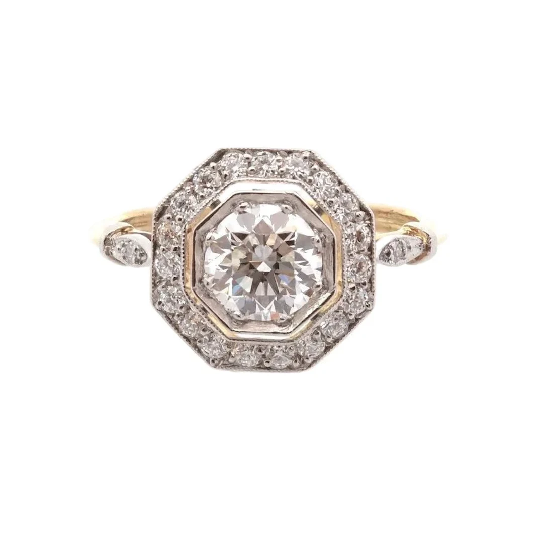 Ring Entourage in yellow gold, paltinium and diamonds
