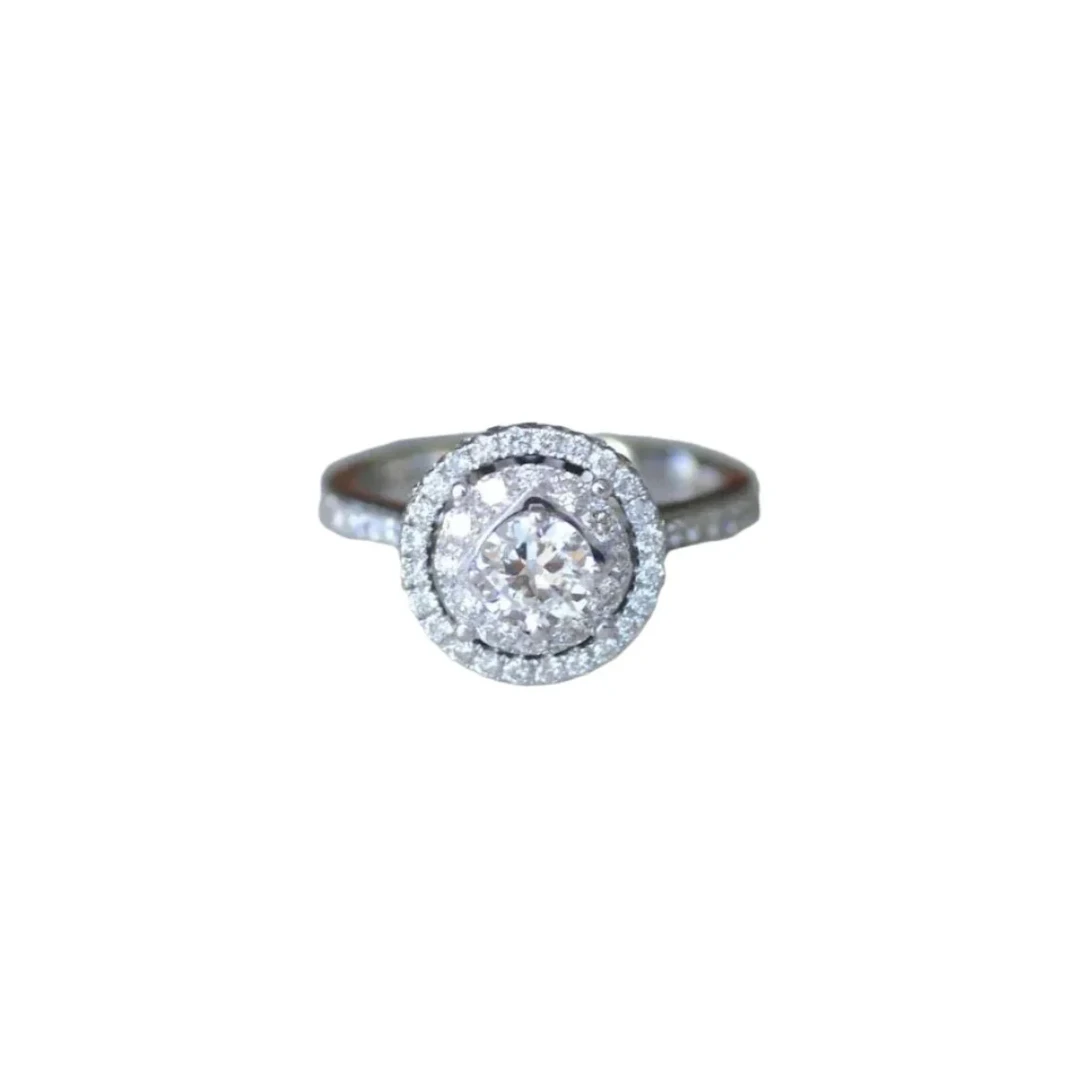 White gold and diamond entourage ring