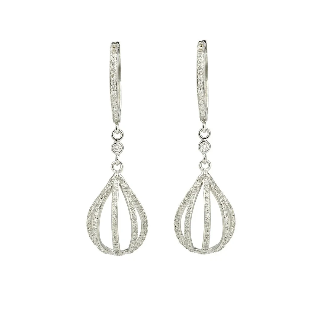 Hot Air Balloon Earrings with Diamonds in 18k White Gold