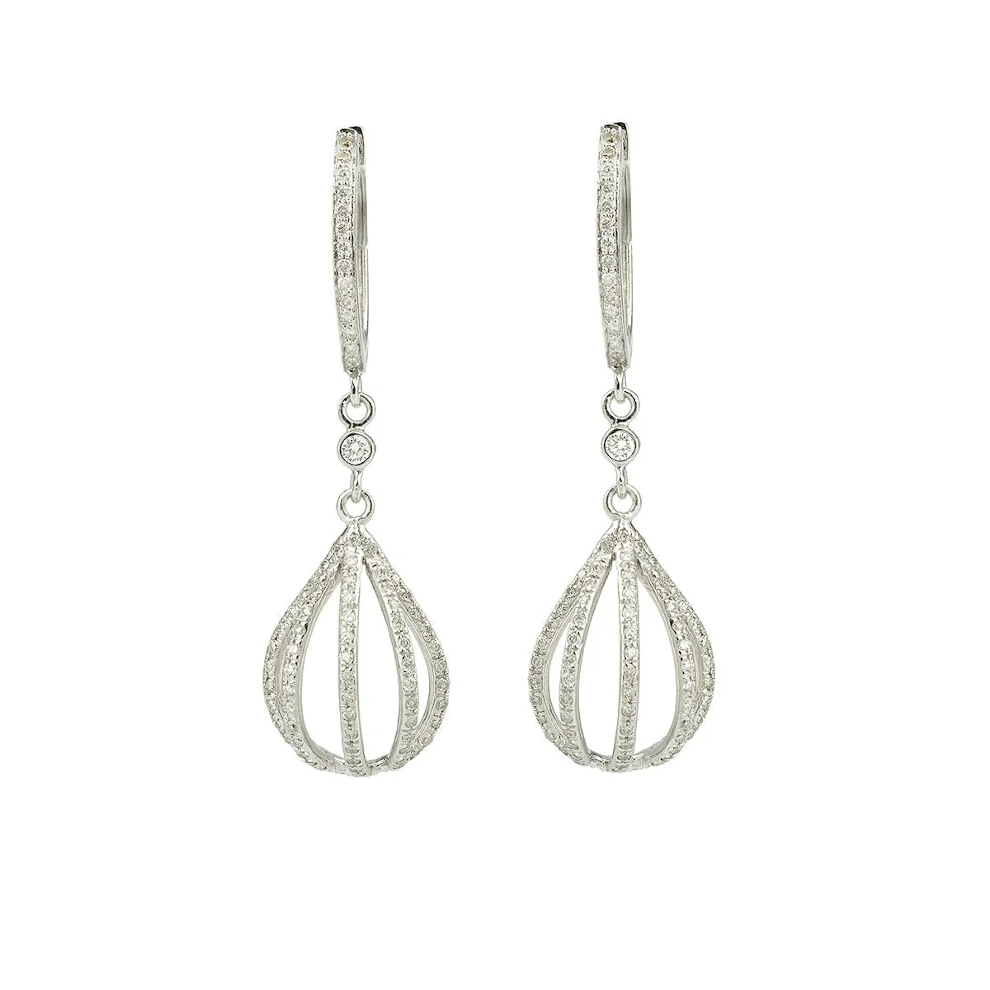 Hot Air Balloon Earrings with Diamonds in 18k White Gold