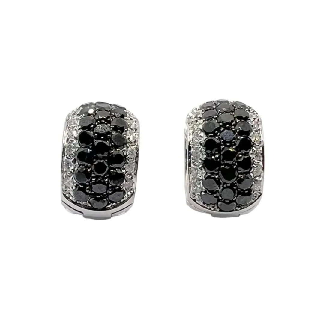 Earrings Creoles in white orang and diamonds