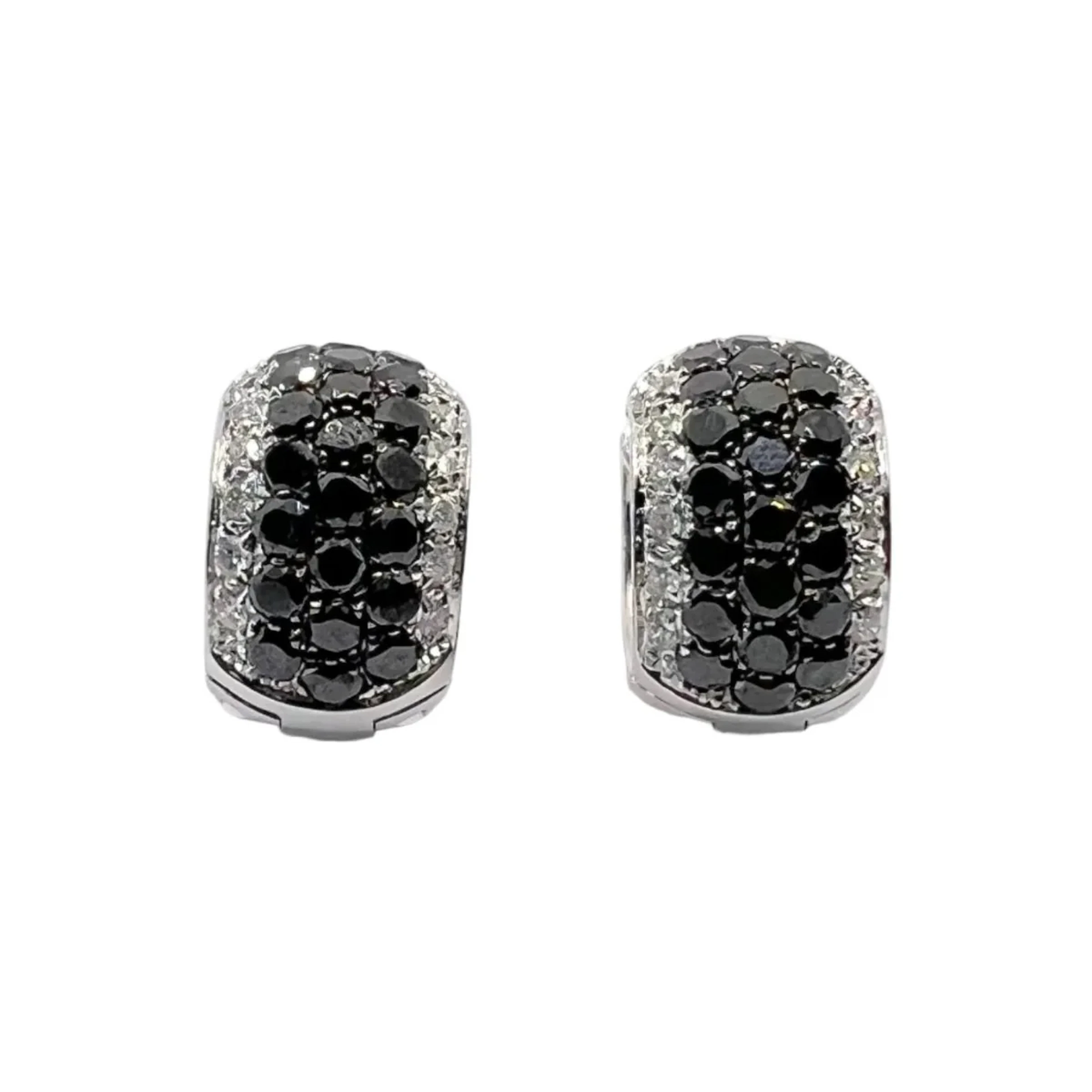 Earrings Creoles in white orang and diamonds