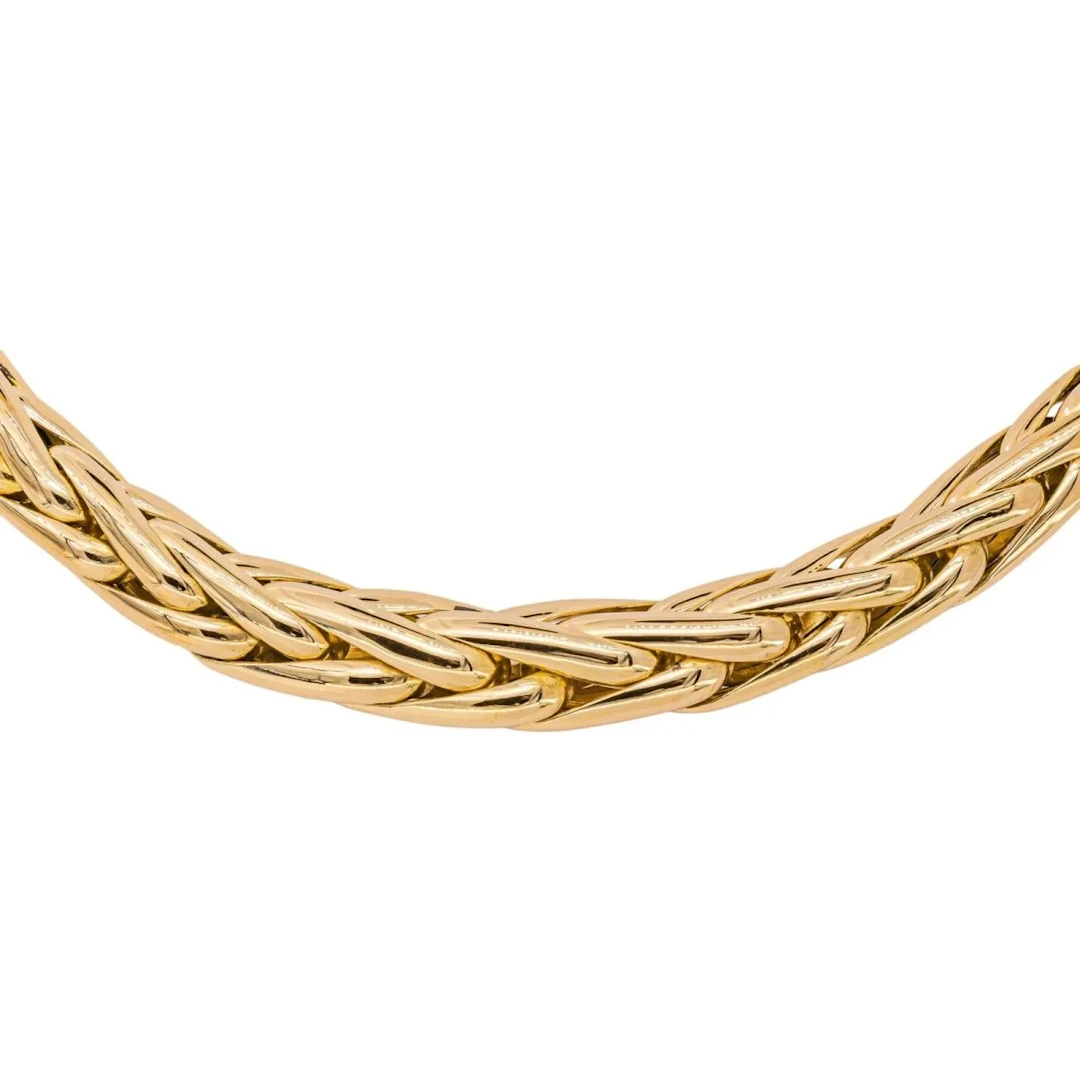 Yellow Gold Palm Leaf Link Necklace