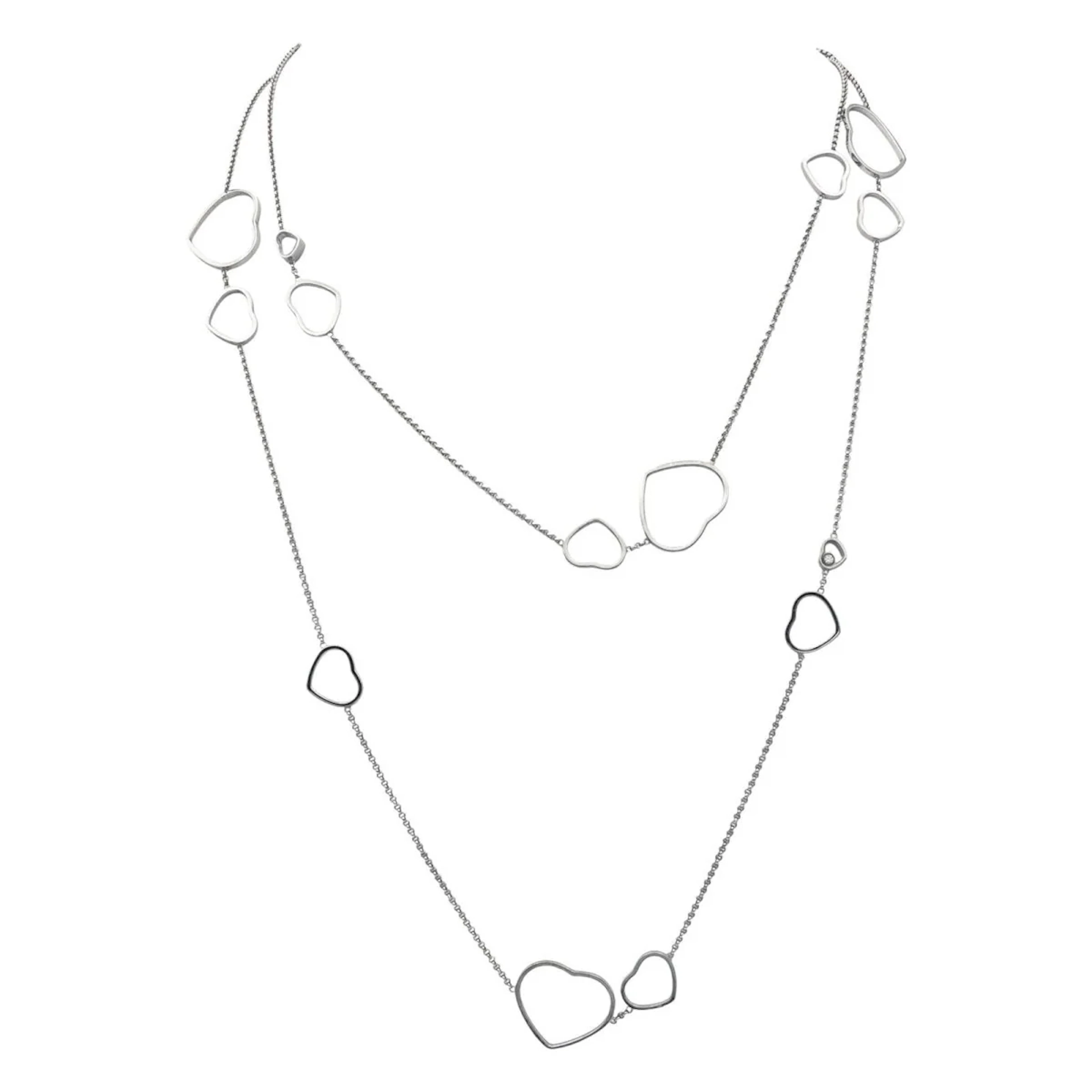 Necklace CHOPARD "Happy Heart" long necklace in white gold and diamonds