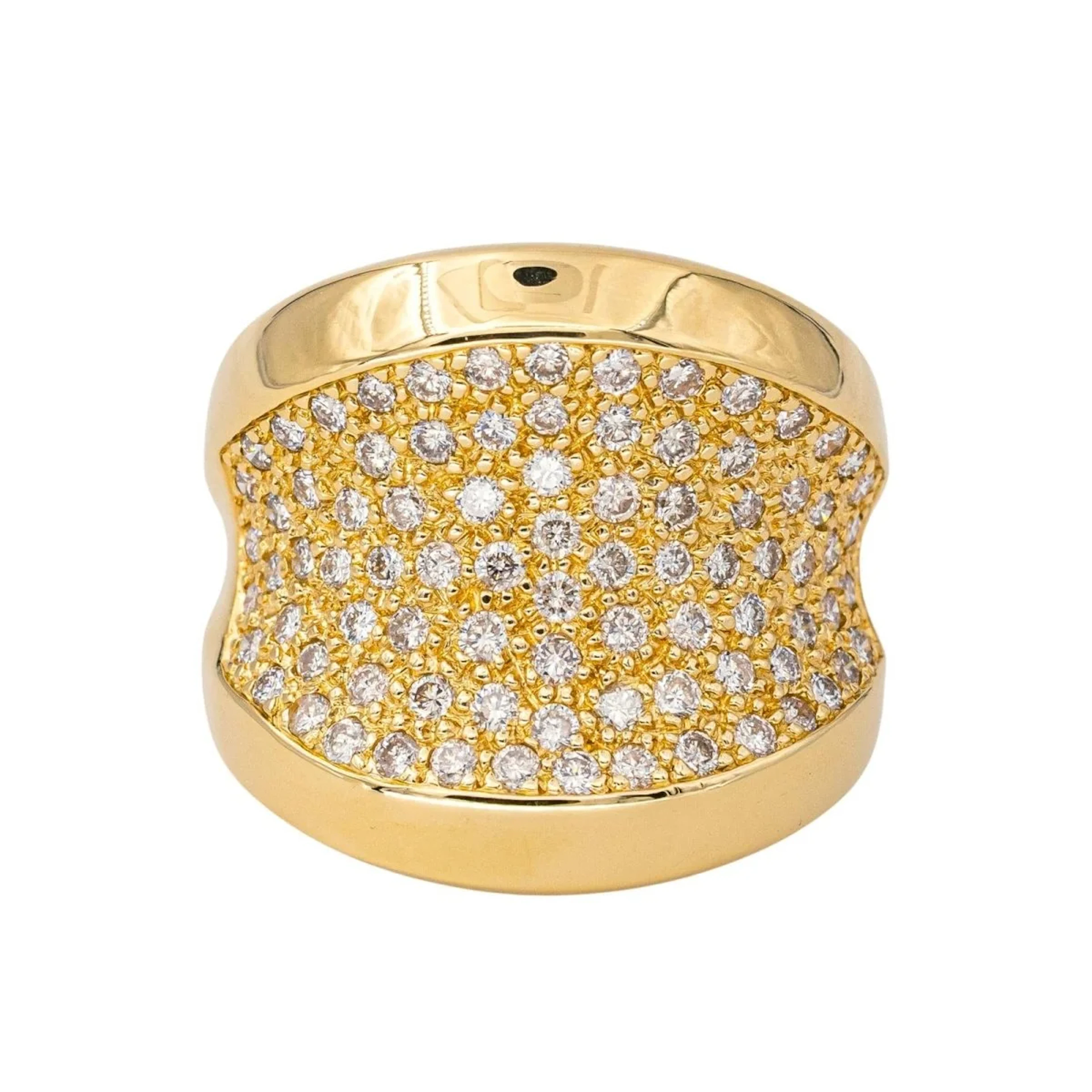 Dome ring in yellow gold and diamonds