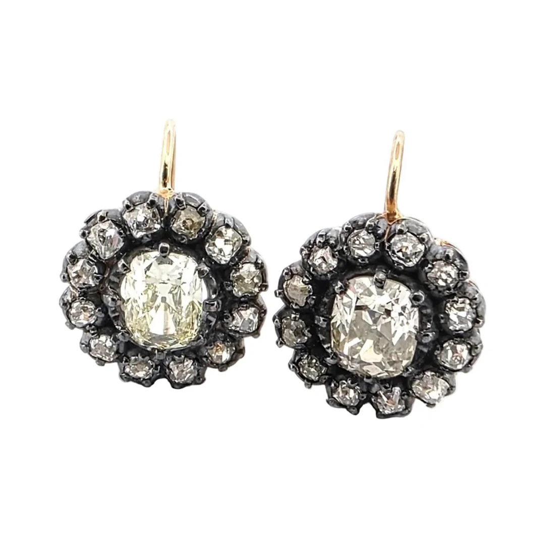 Yellow Gold and Diamond Lever-back Earrings