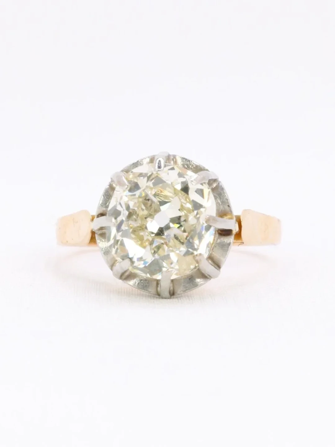 Old Mine Cut Cushion Cut Diamond Solitaire Ring, 3.07 carats