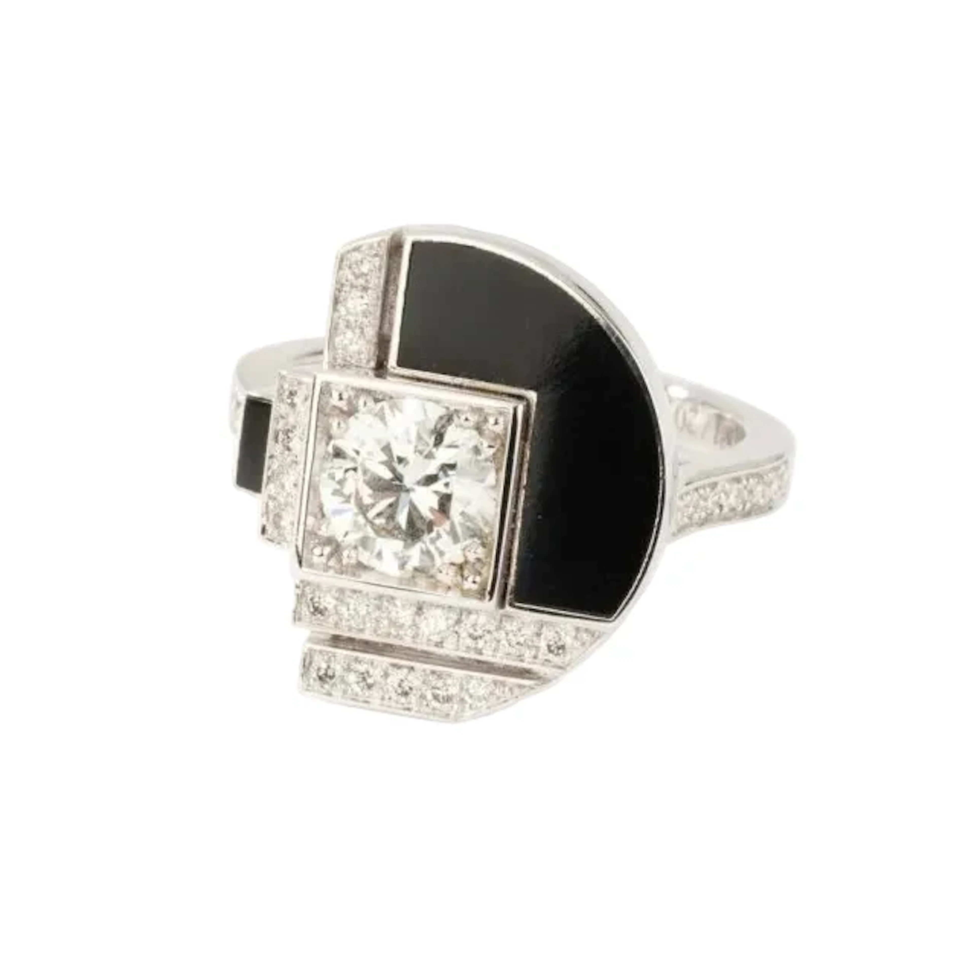 Ring Cocktail in white gold, lacquer and diamonds
