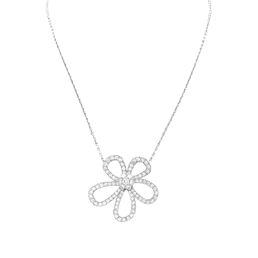 Necklace Pendant VAN CLEEF & APRLES "Flowerlace" in White gold and Diamonds