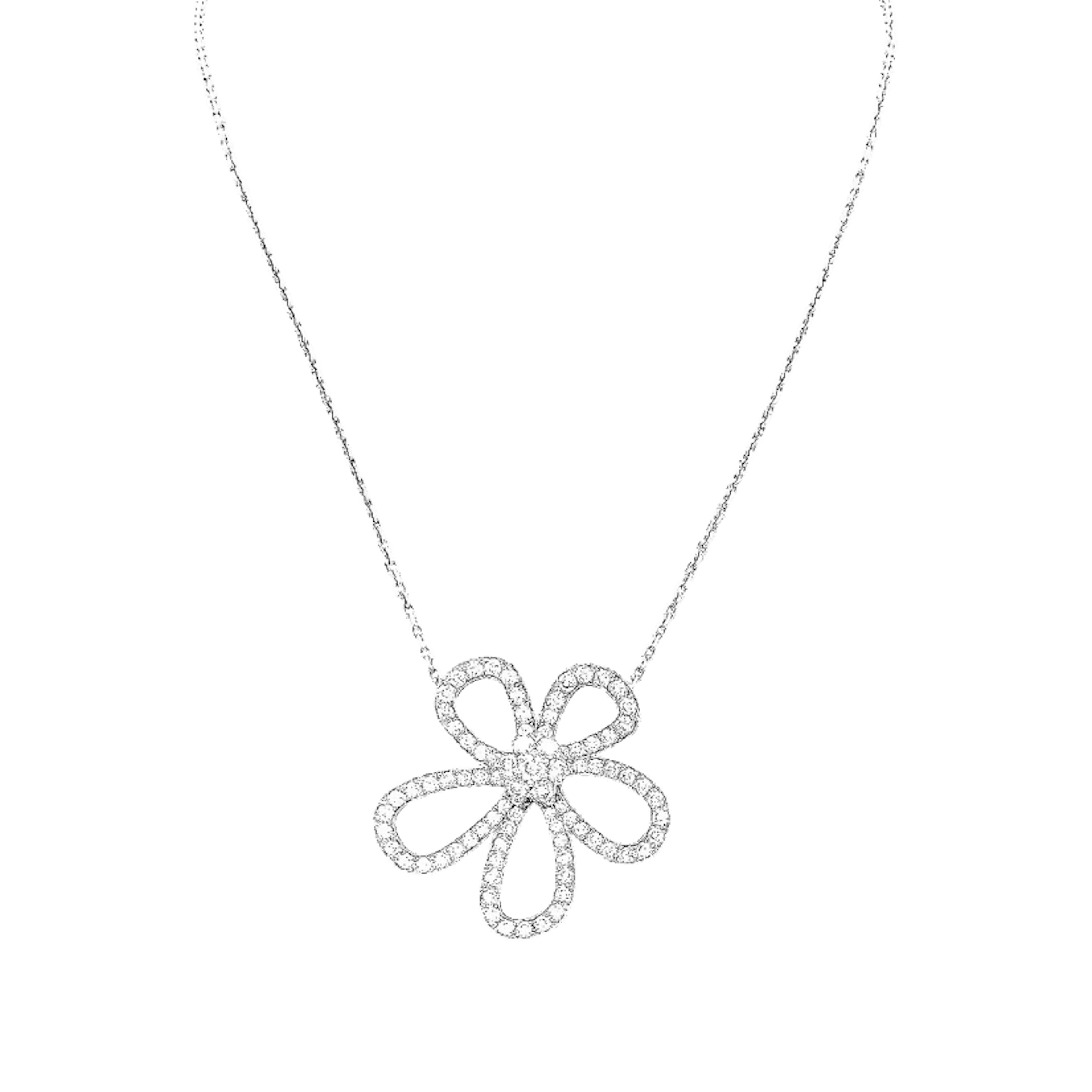Necklace Pendant VAN CLEEF & APRLES "Flowerlace" in White gold and Diamonds