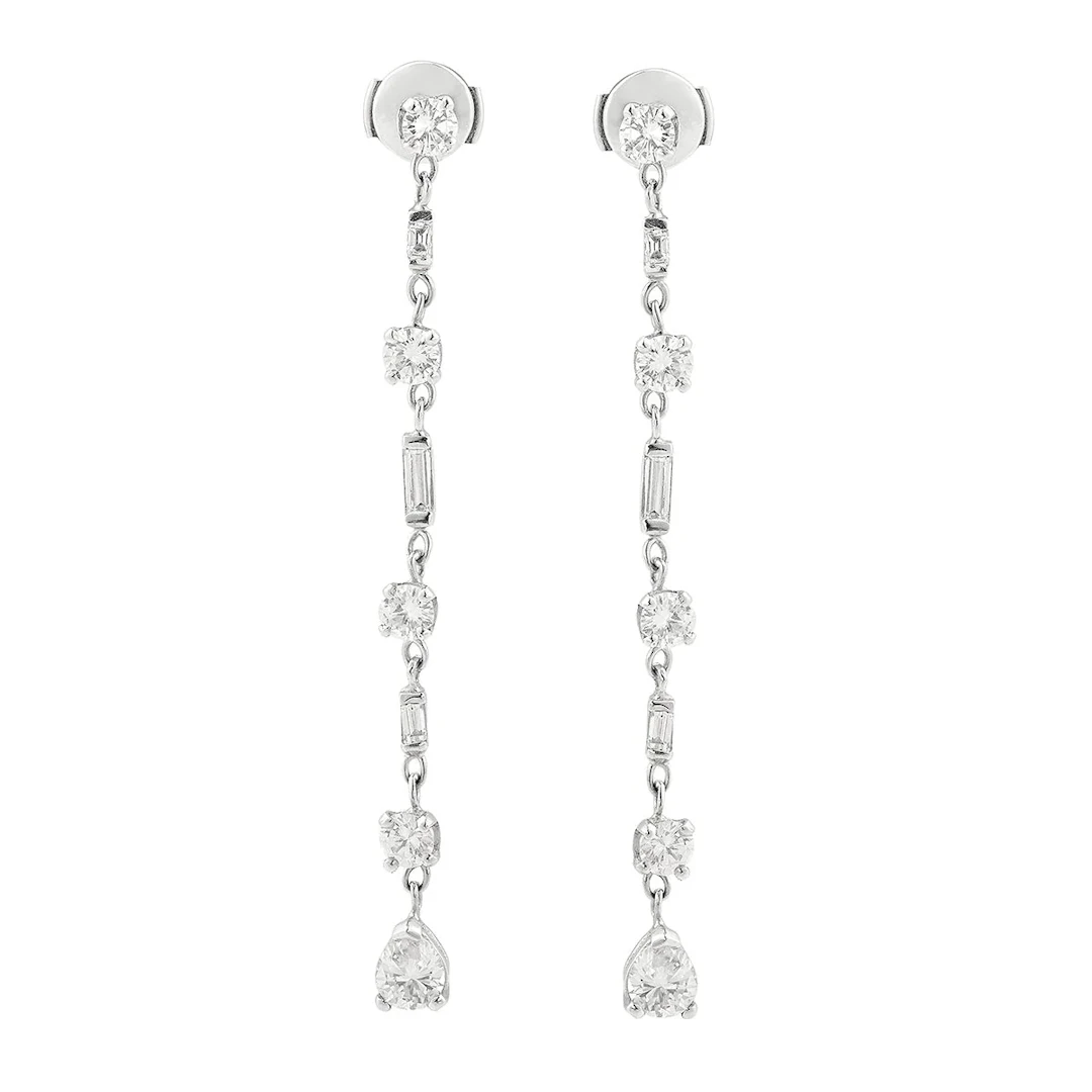 Pendant earrings in white gold and diamonds