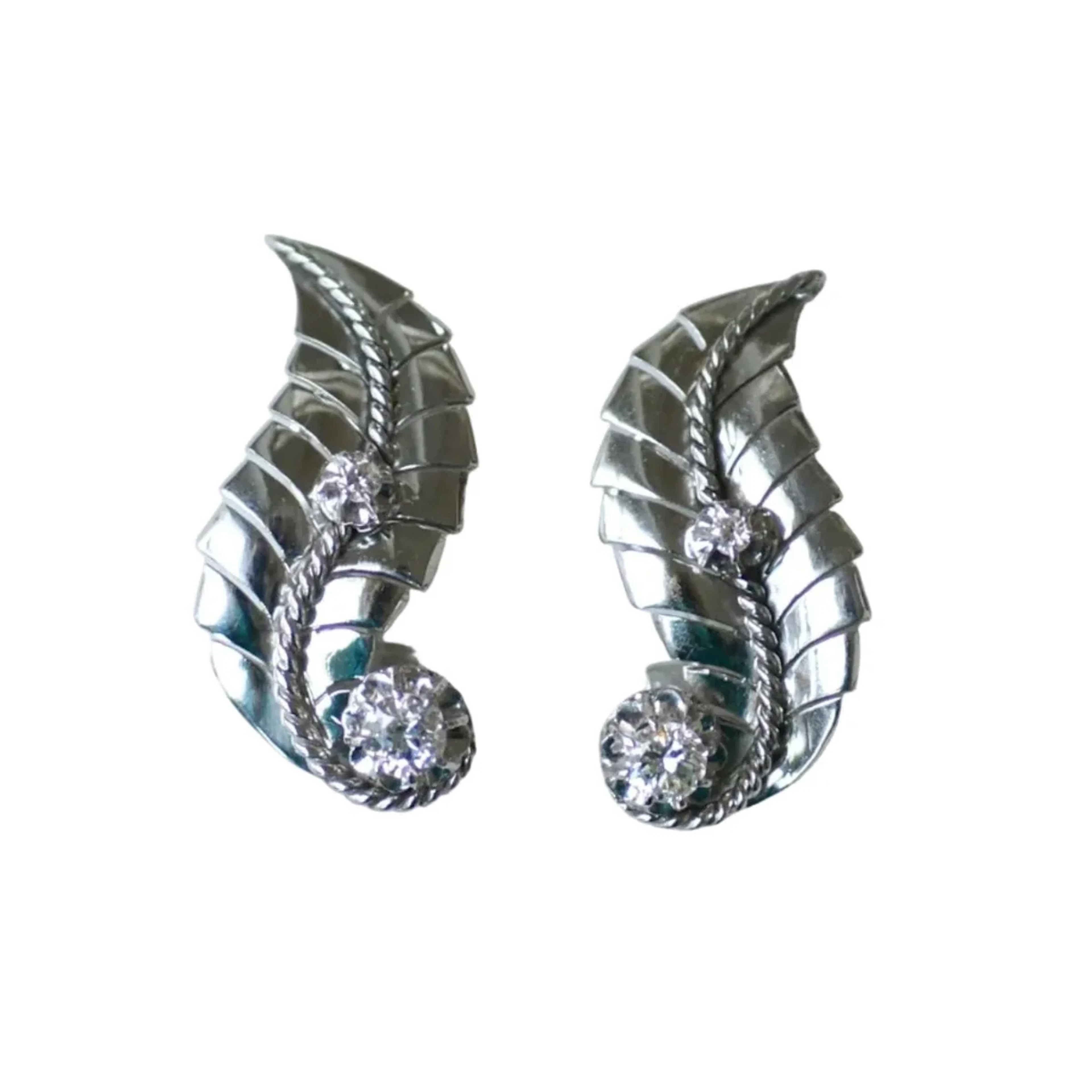Earrings Clips in white gold, paltinium and diamonds