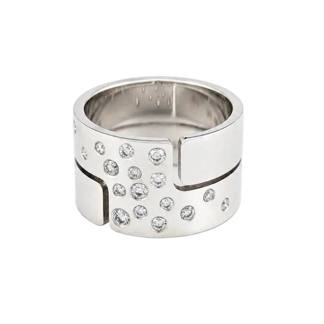 DINH VAN "Seventies" Band Ring in White Gold and Diamonds