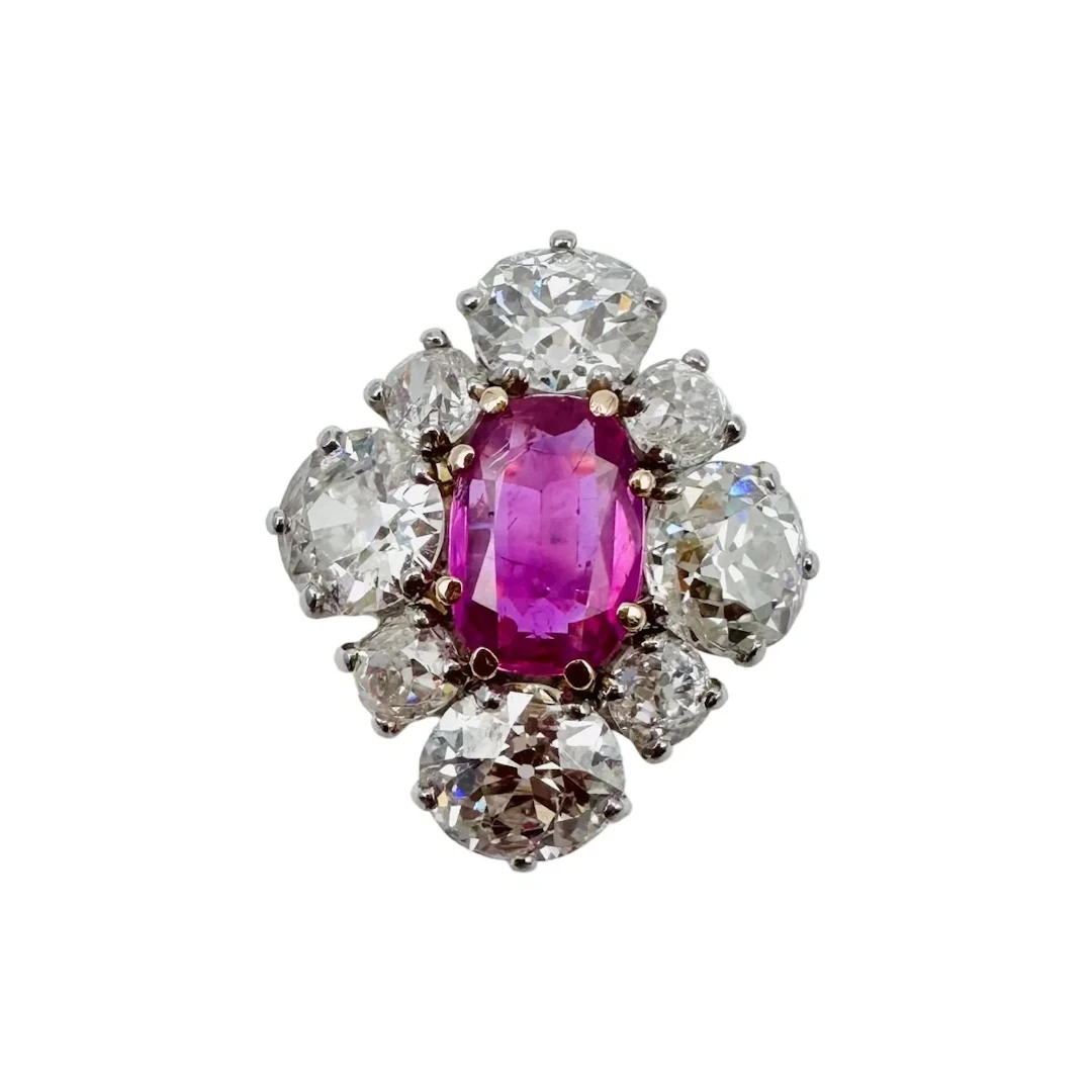 Marquise Ring in Yellow gold, Sapphire and Diamonds