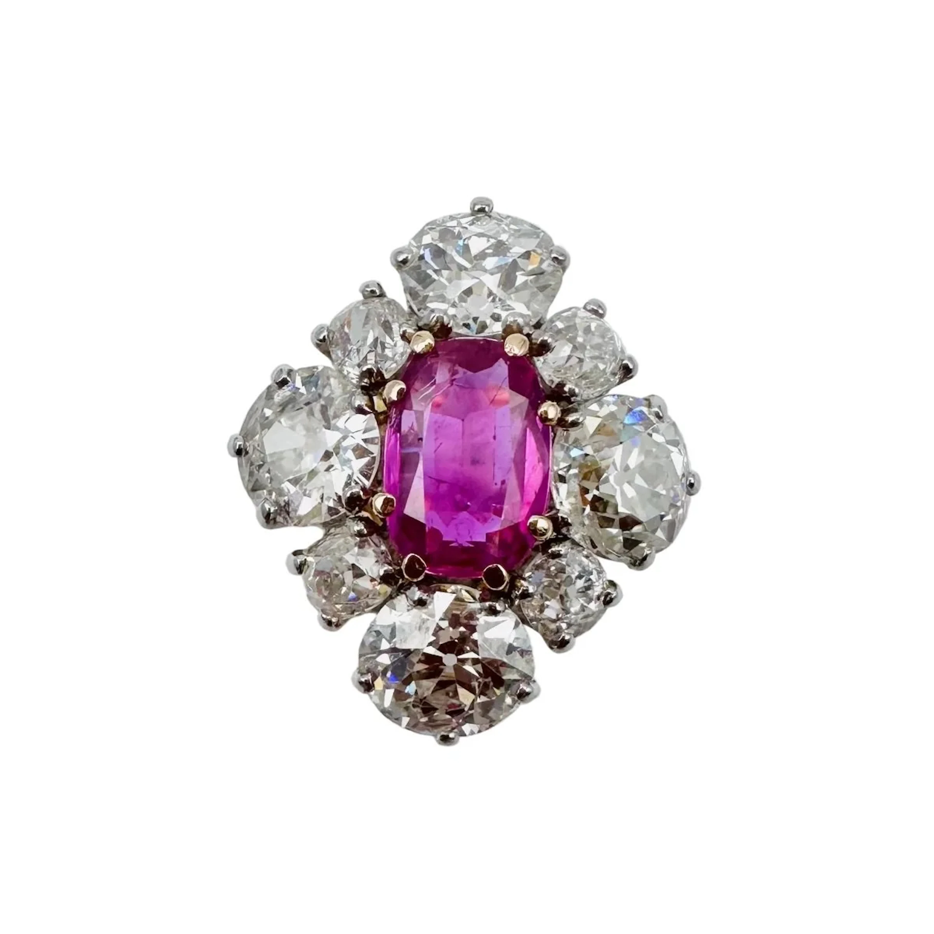 Marquise Ring in Yellow gold, Sapphire and Diamonds