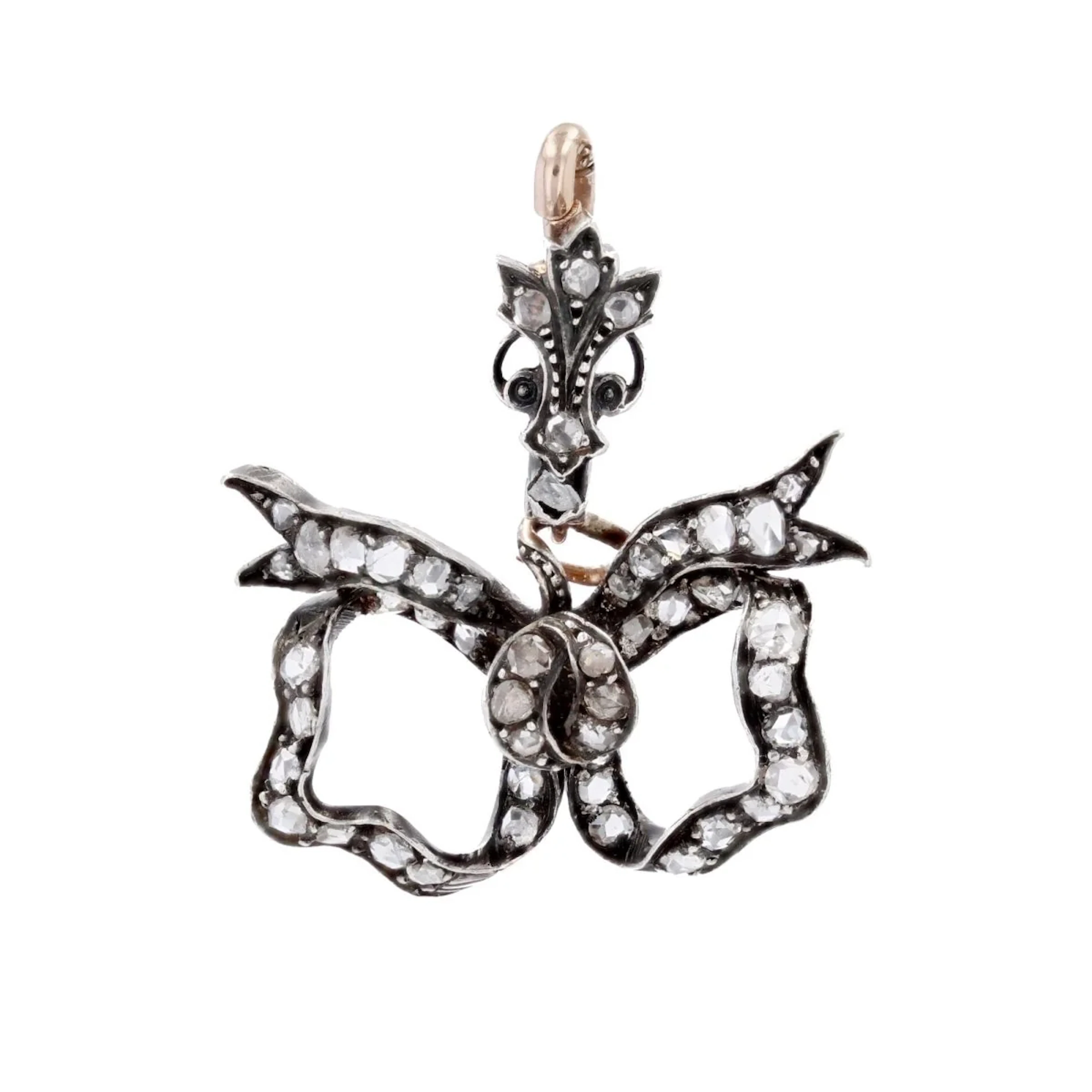 Rose gold, silver and diamond pendant