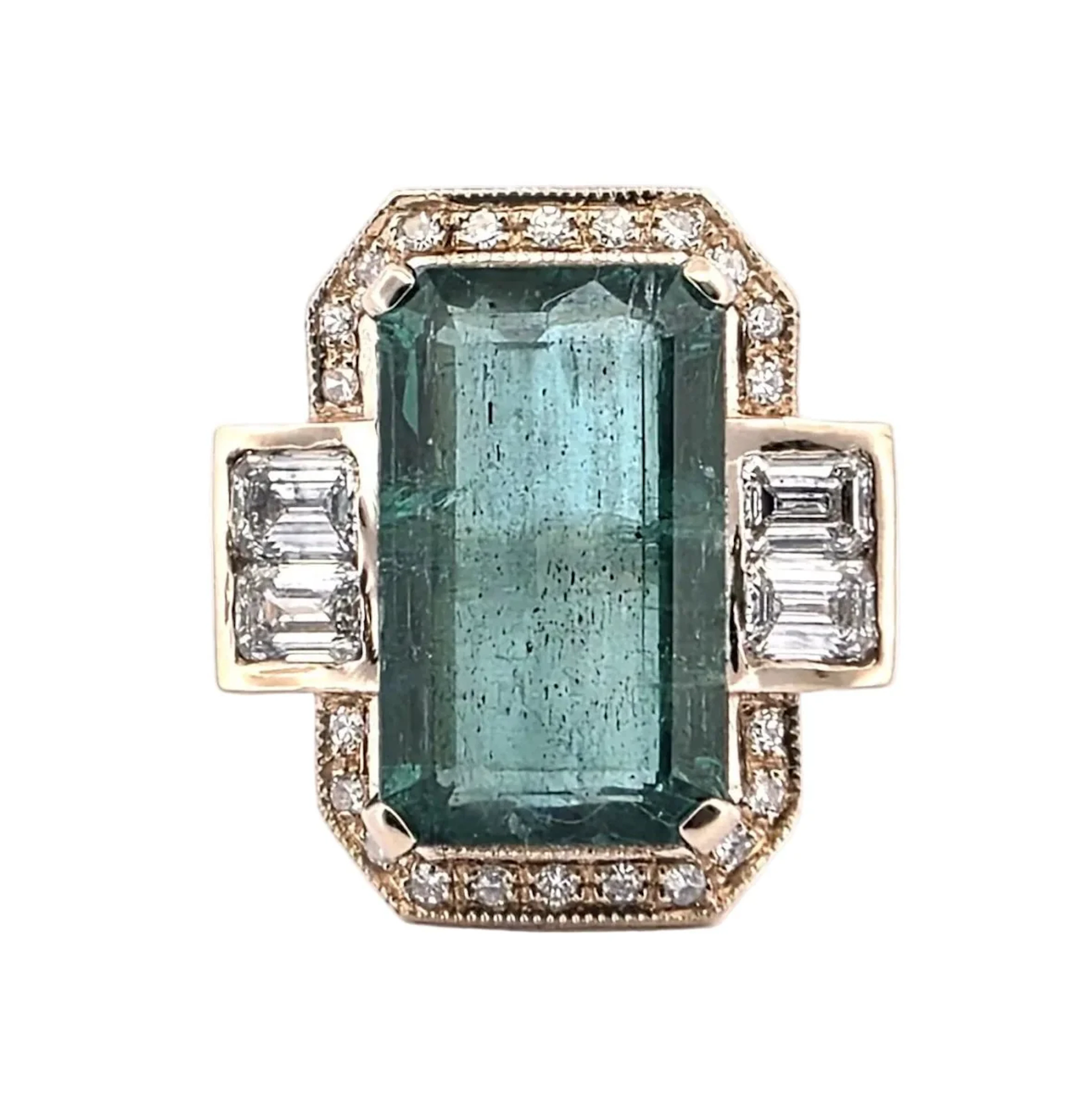 Ring Surroundings in yellow gold, emerald and diamonds