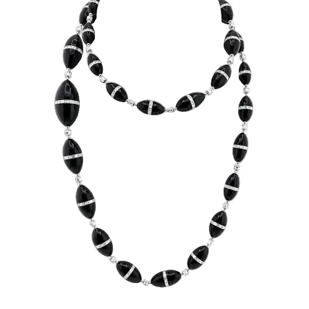 R.CAMPELL necklace in platinum, Onyx, and Diamonds