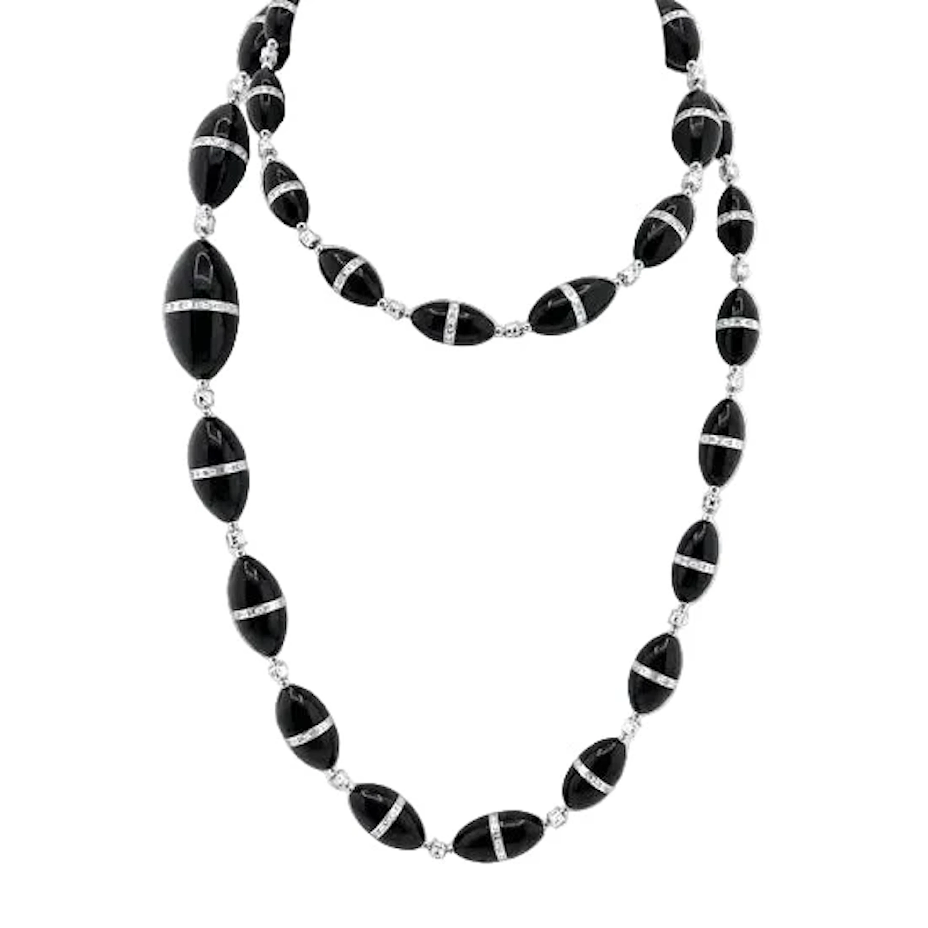 R.CAMPELL necklace in platinum, Onyx, and Diamonds