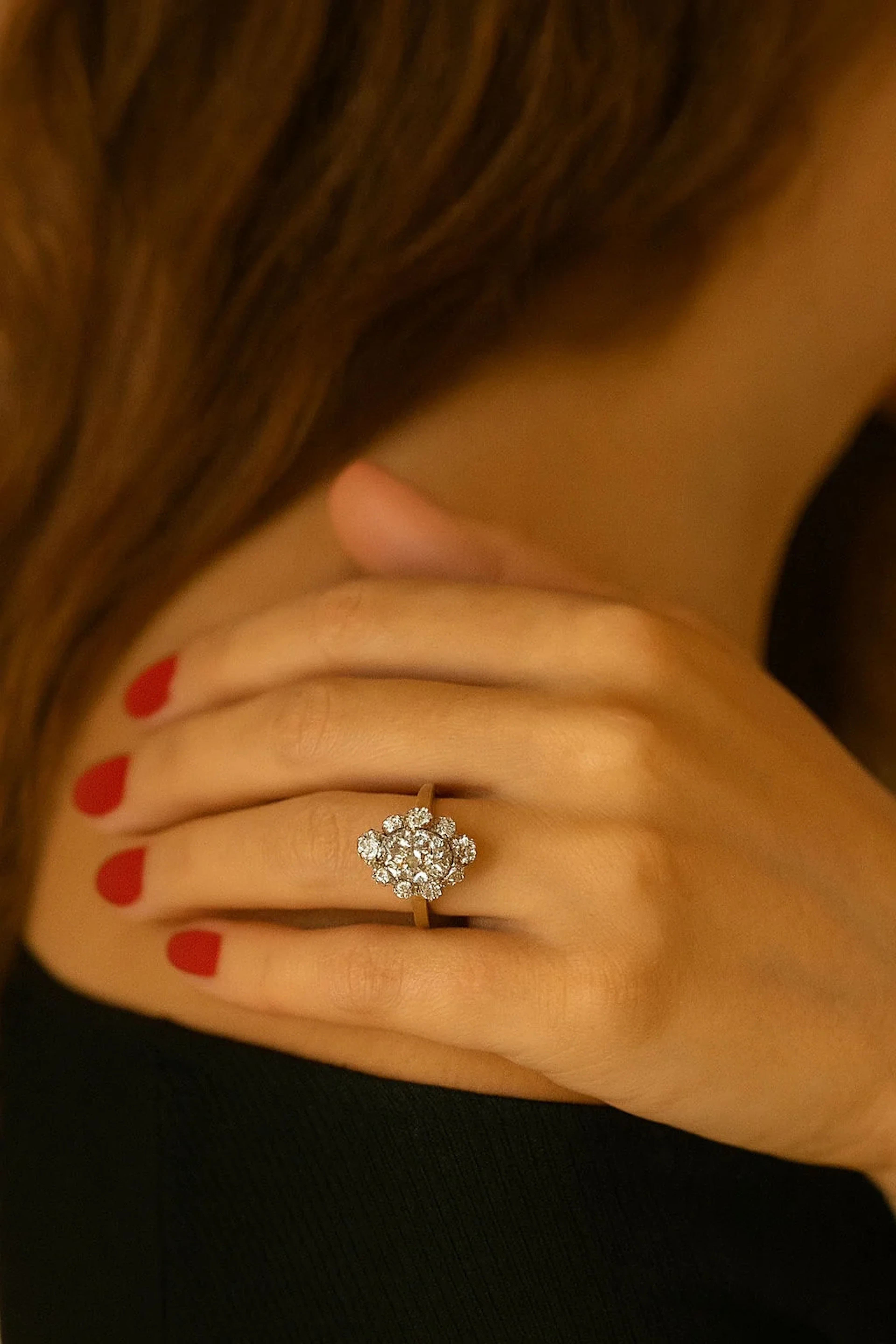 Pompadour diamond ring