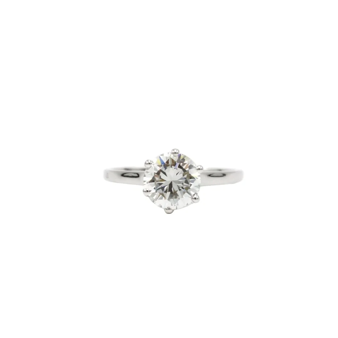 Solitaire - White Gold and 1.59 ct Diamond