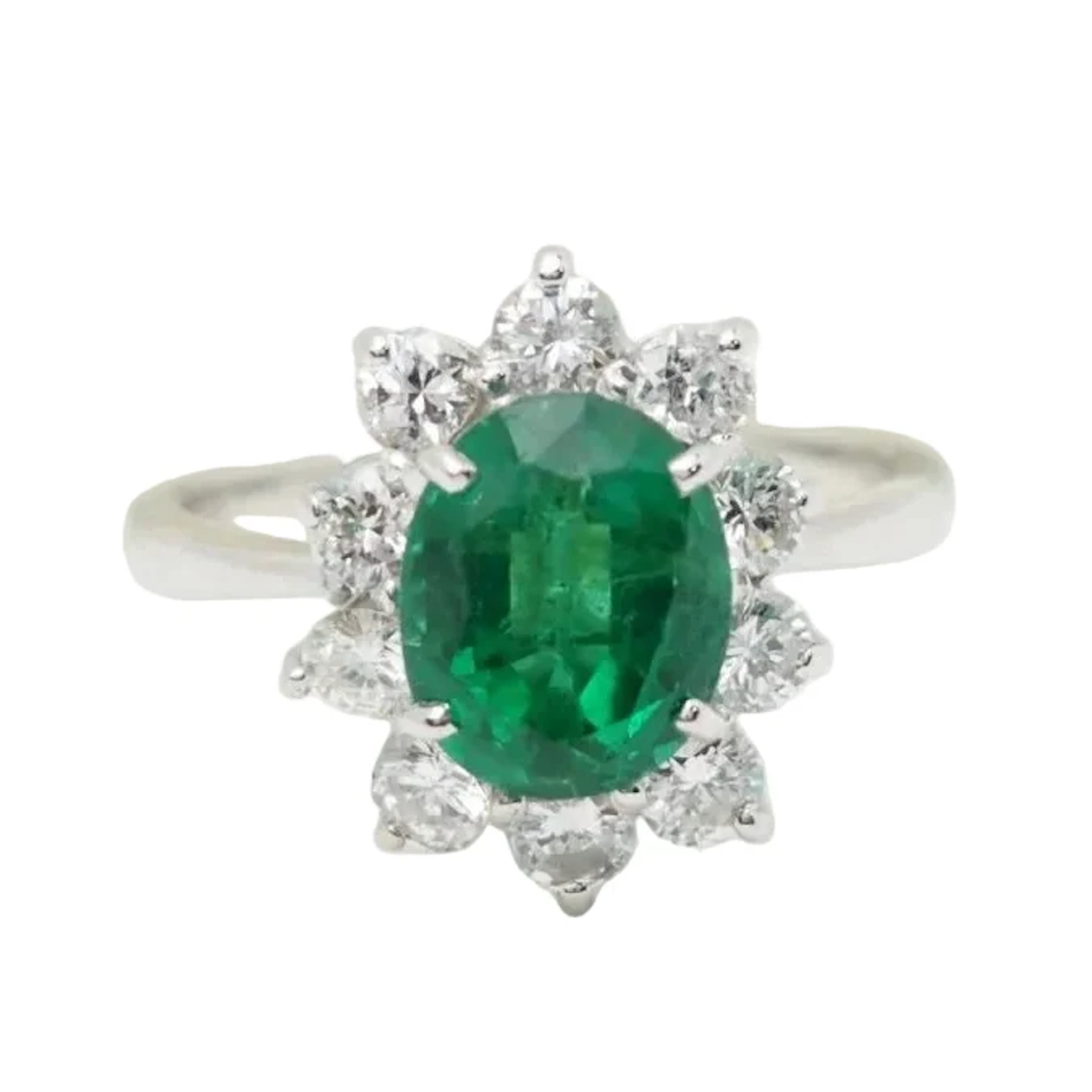 Ring surround in white gold, Zambian emerald and diamonds