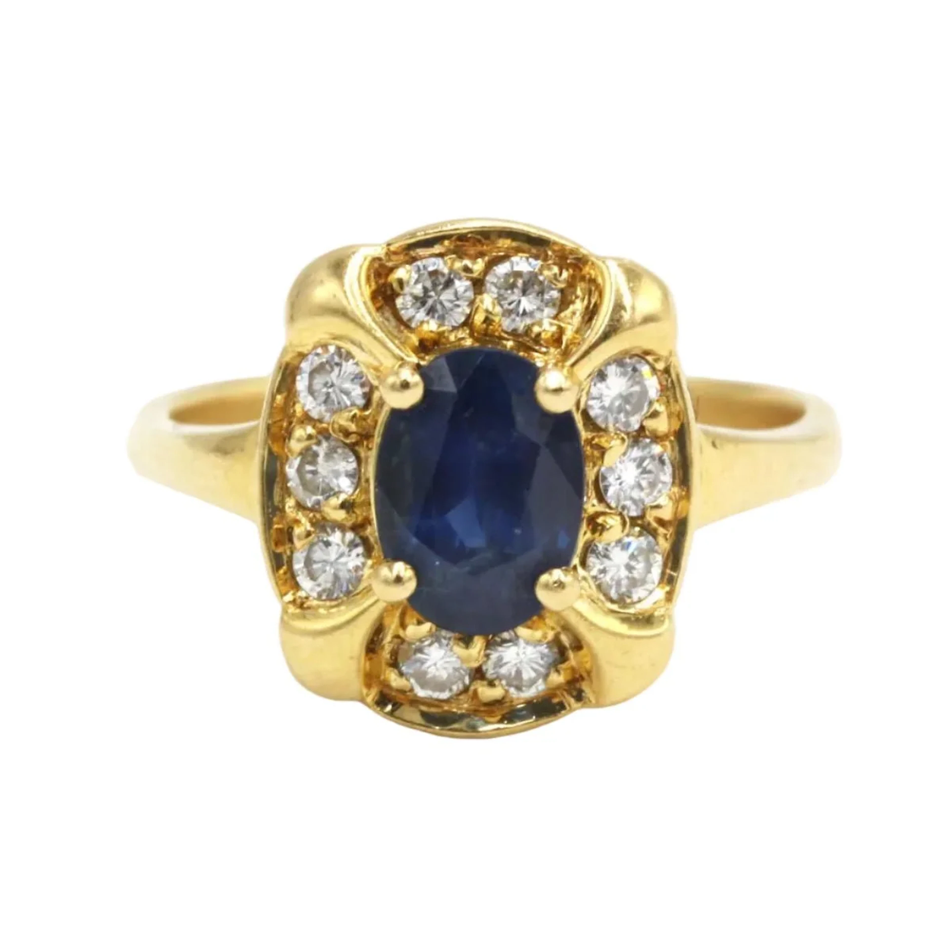 Entourage Ring in yellow gold, sapphire, and diamonds