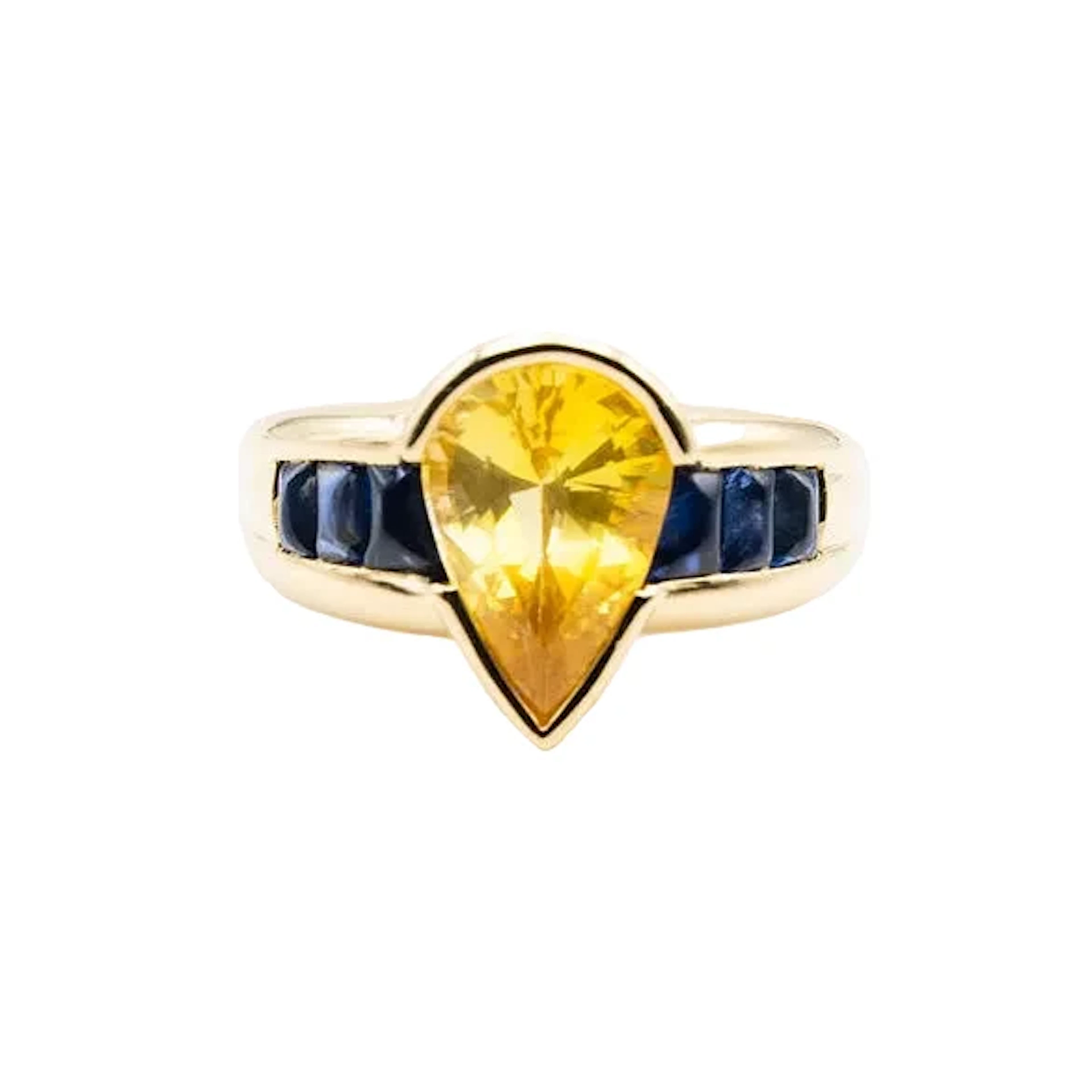 Ring Necklace in yellow gold and sapphires