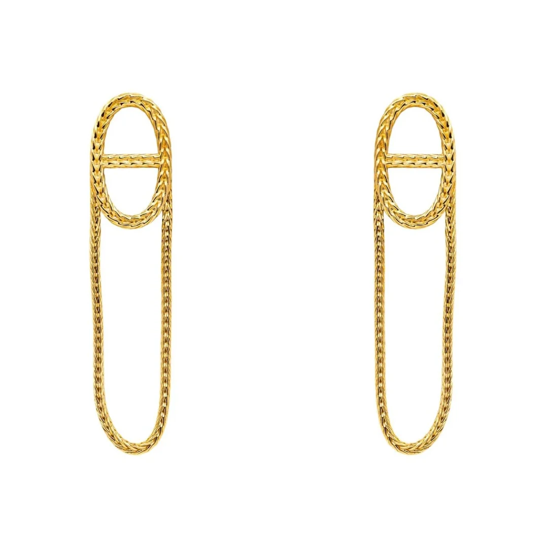 Boucles d'oreilles Pendantes HERMÈS "Chaîne d'ancre" en or jaune