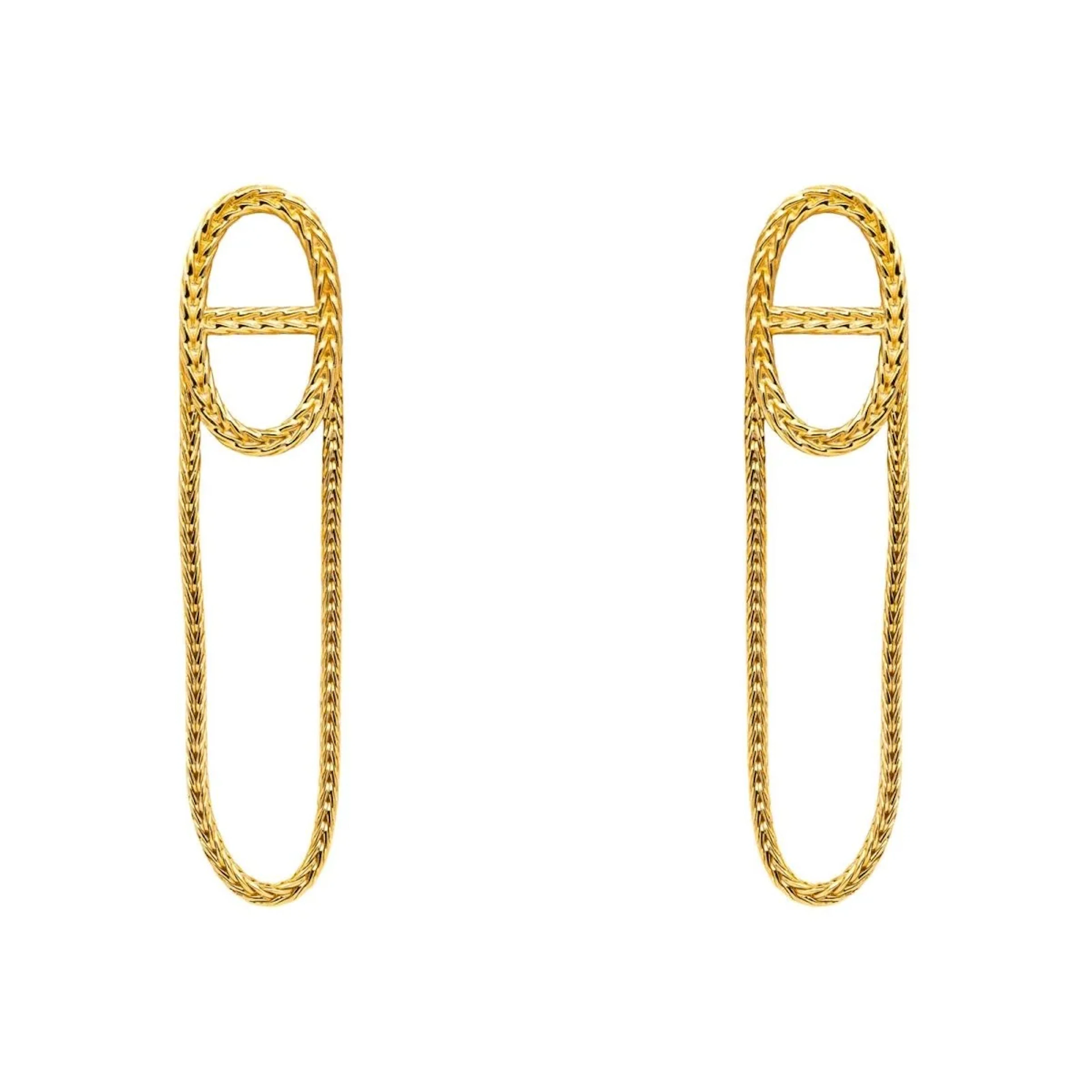 Boucles d'oreilles Pendantes HERMÈS "Chaîne d'ancre" en or jaune