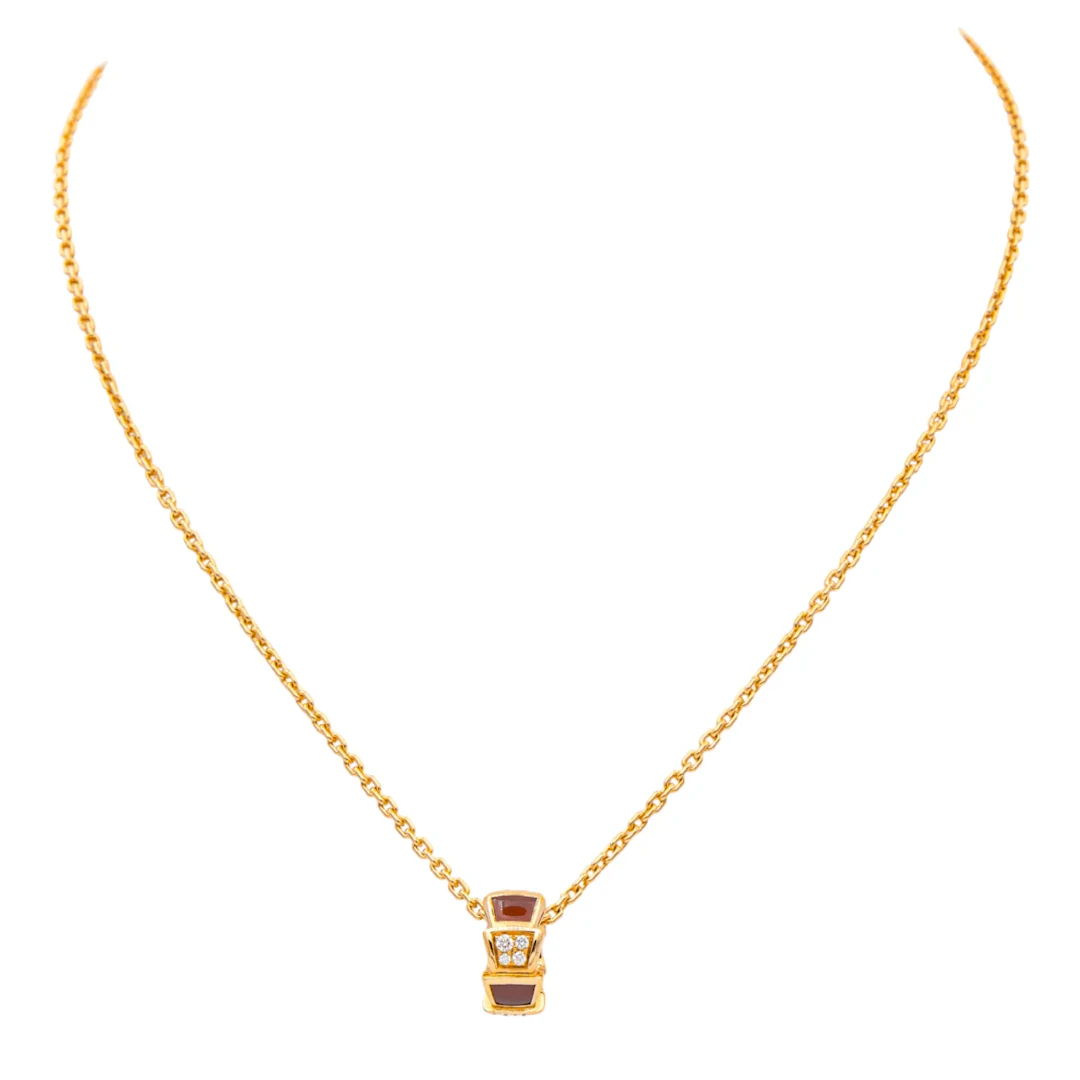 BULGARI "Viper" Necklace in rose gold, carnelian, and diamonds