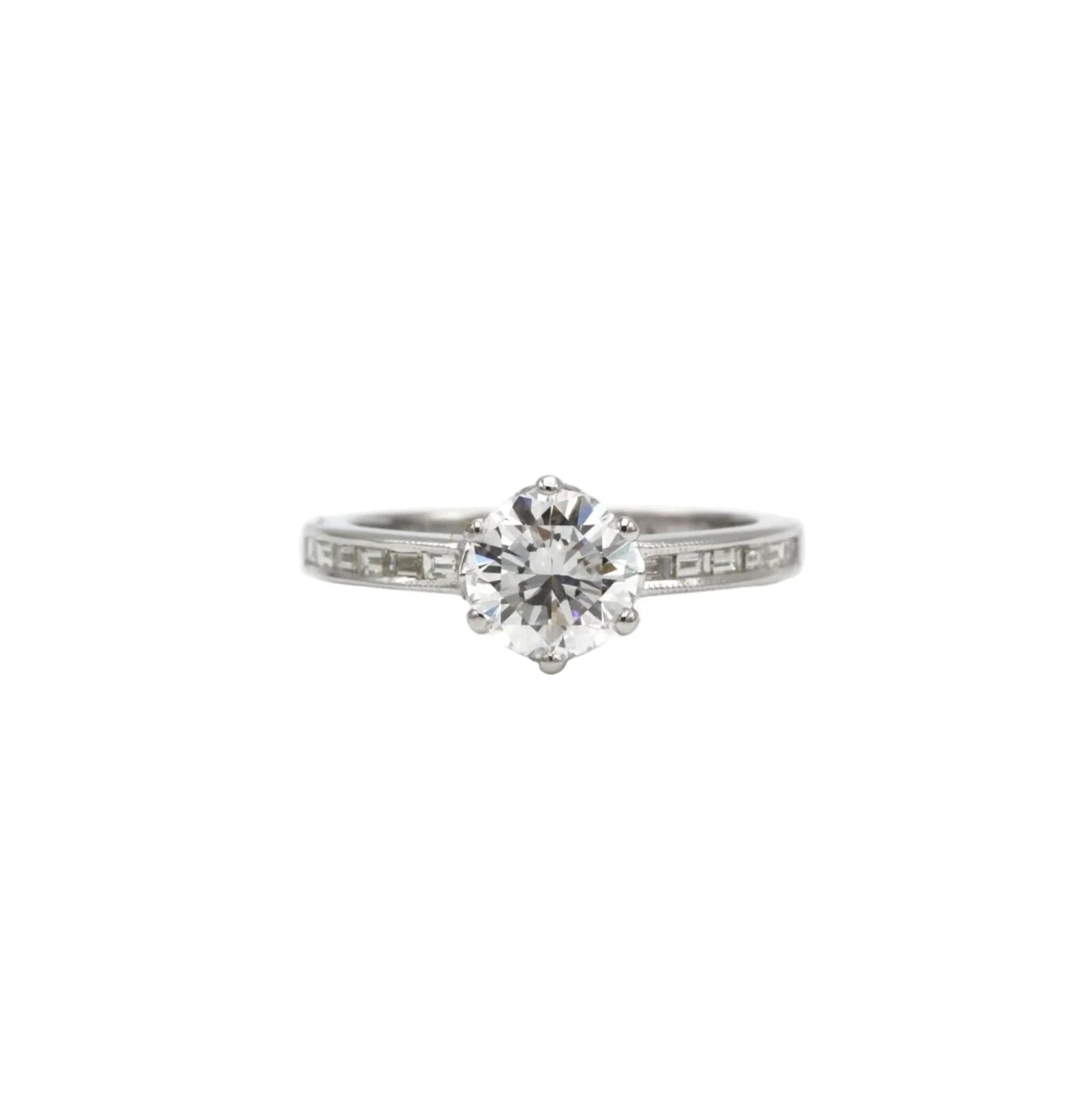 Solitaire accompagné - Or blanc et Diamant 1,27 cts