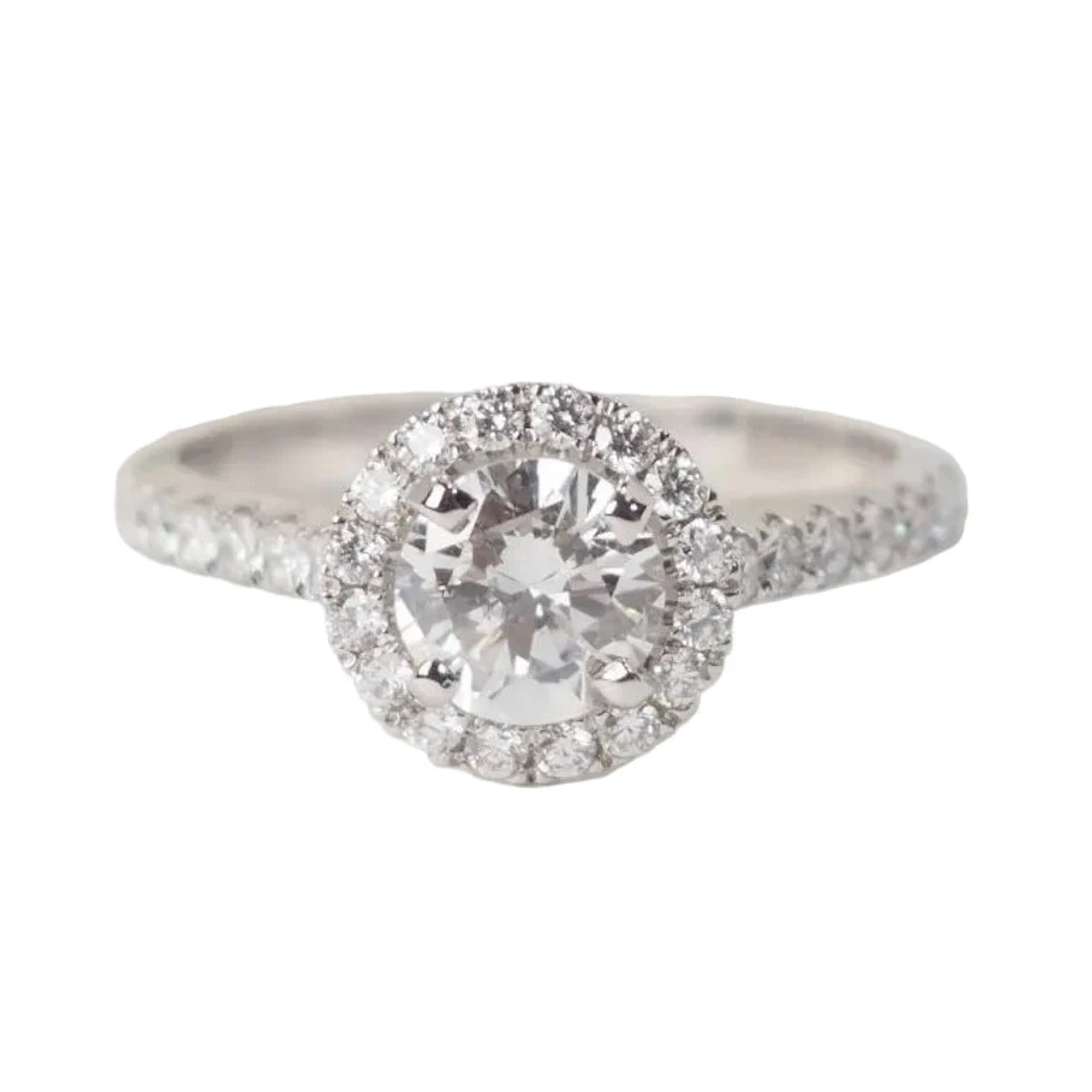 Solitaire ring in white gold and diamonds