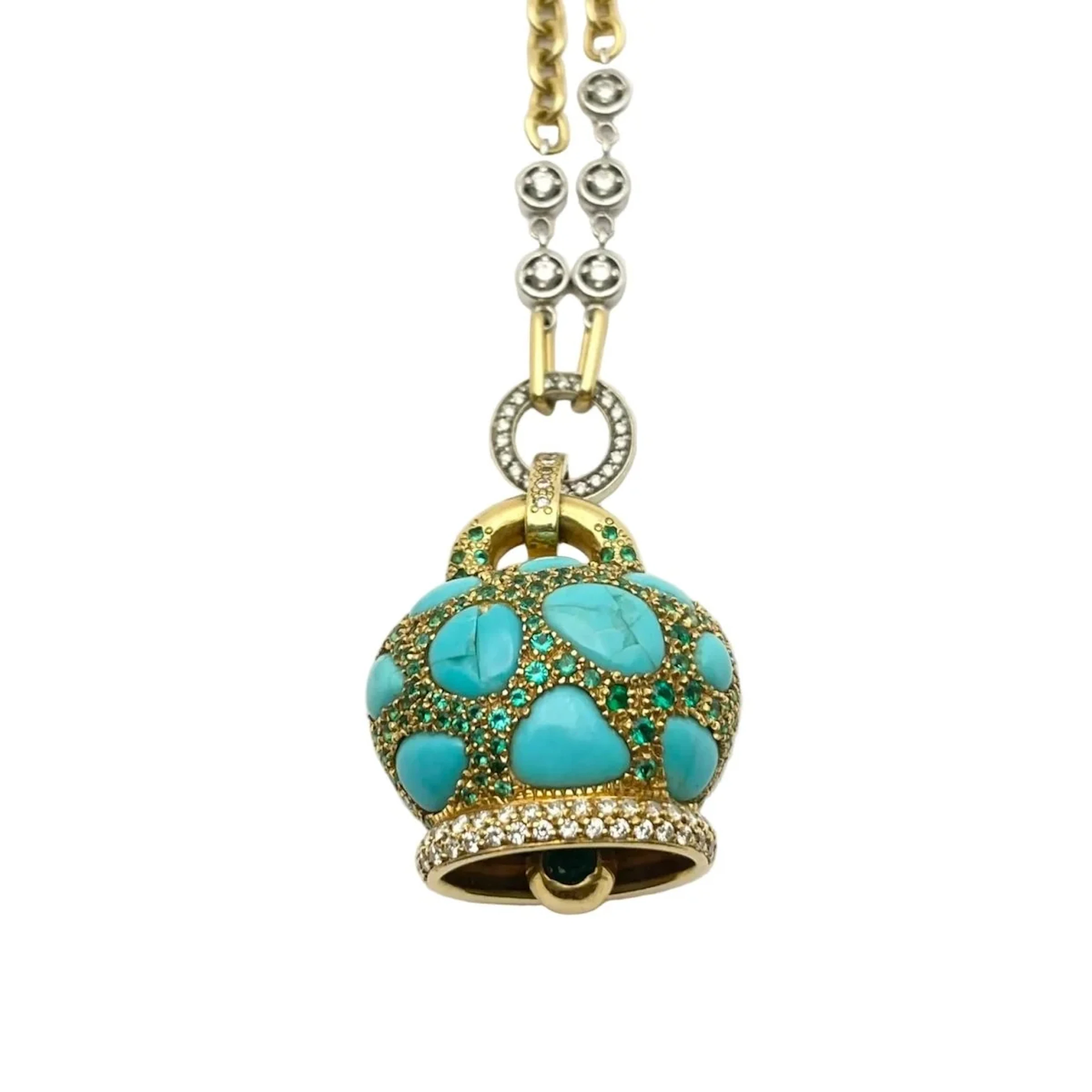 CHANTECLER Pendant Necklace in white gold, yellow gold, tsavorites