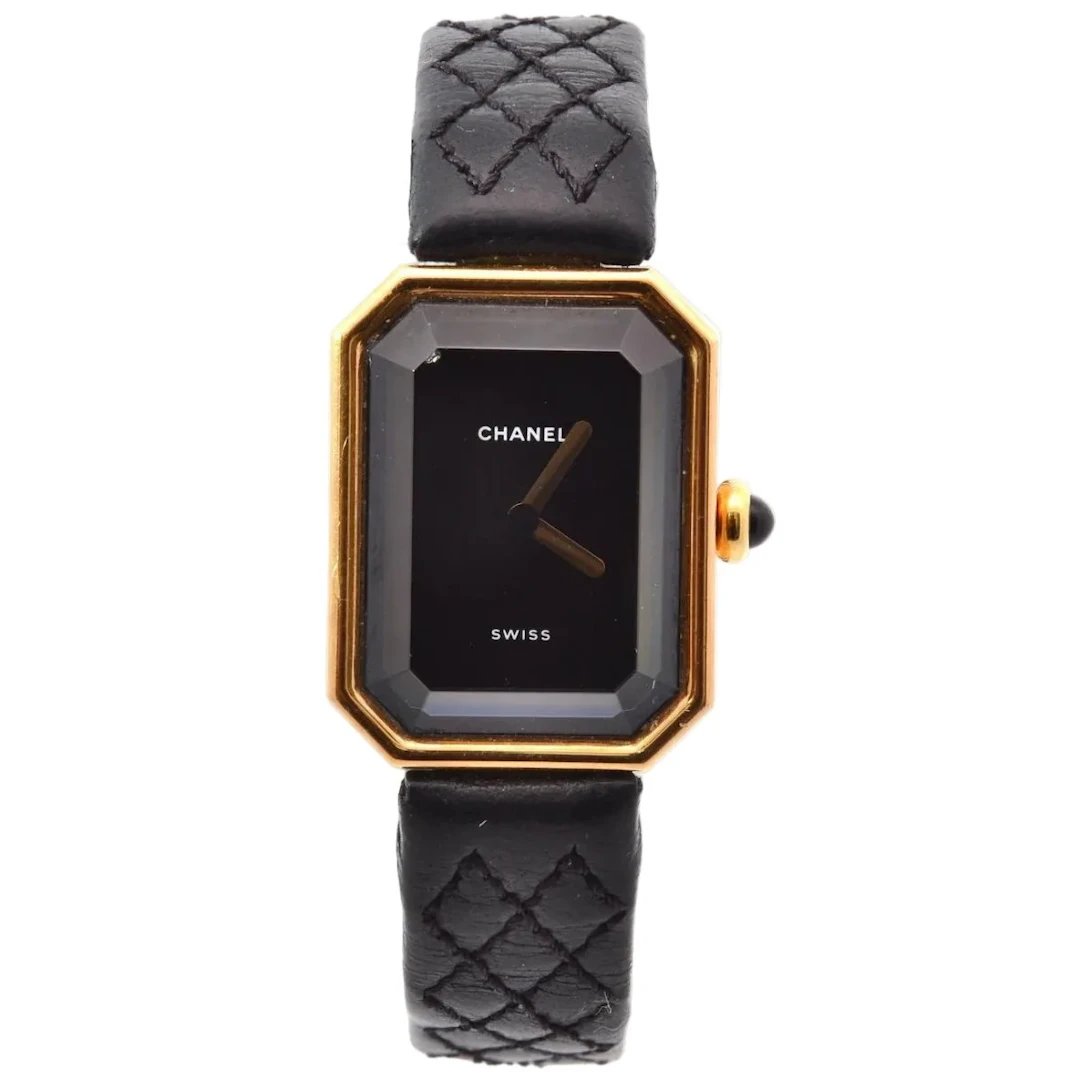 CHANEL "Première" watch in yellow gold, leather, and Quartz