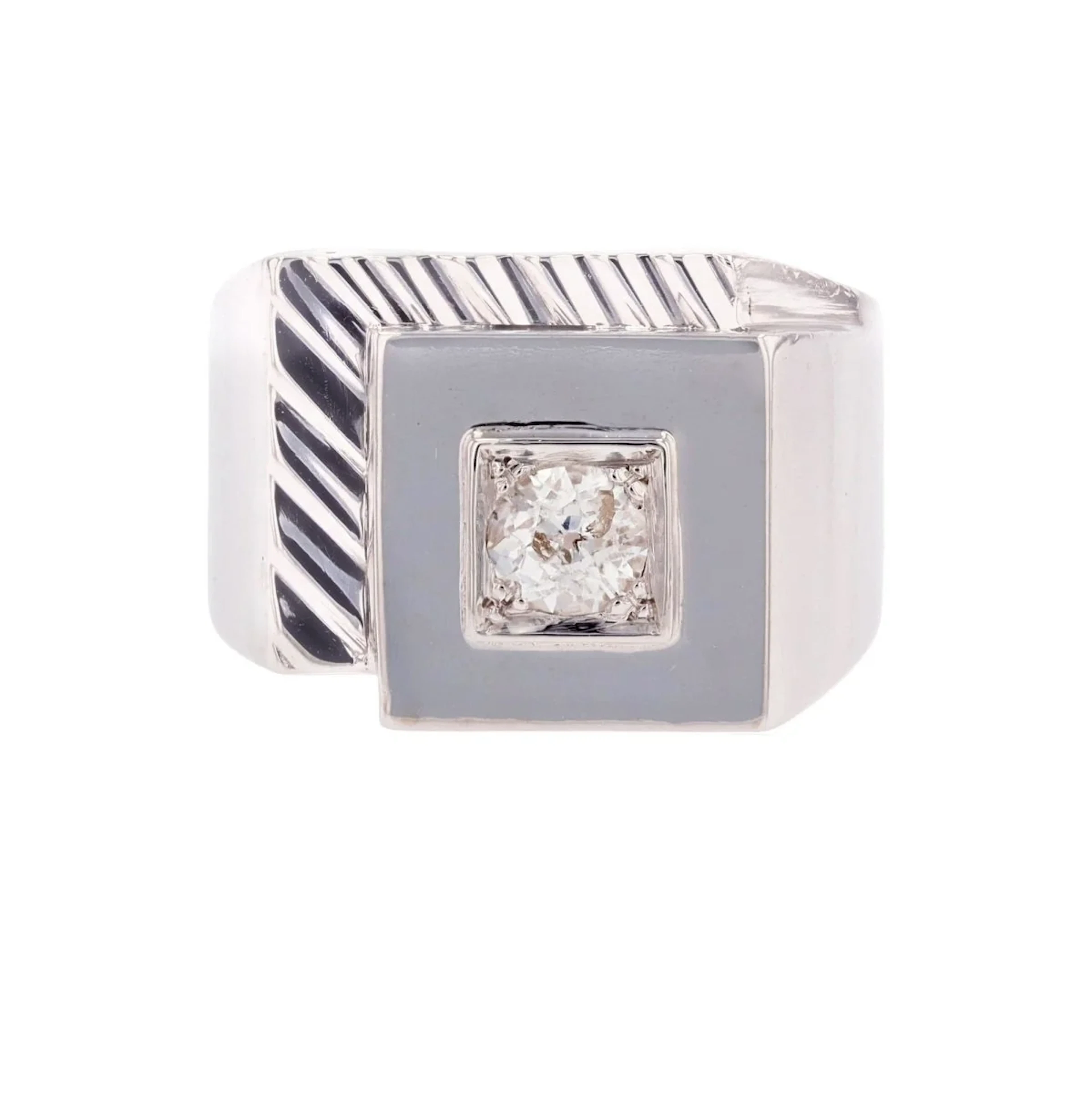 Platinum and Diamond Signet Ring