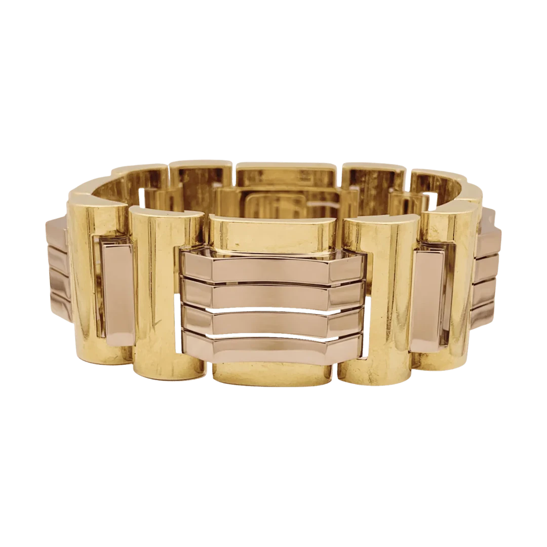 Bracelet Tank en or jaune et or rose