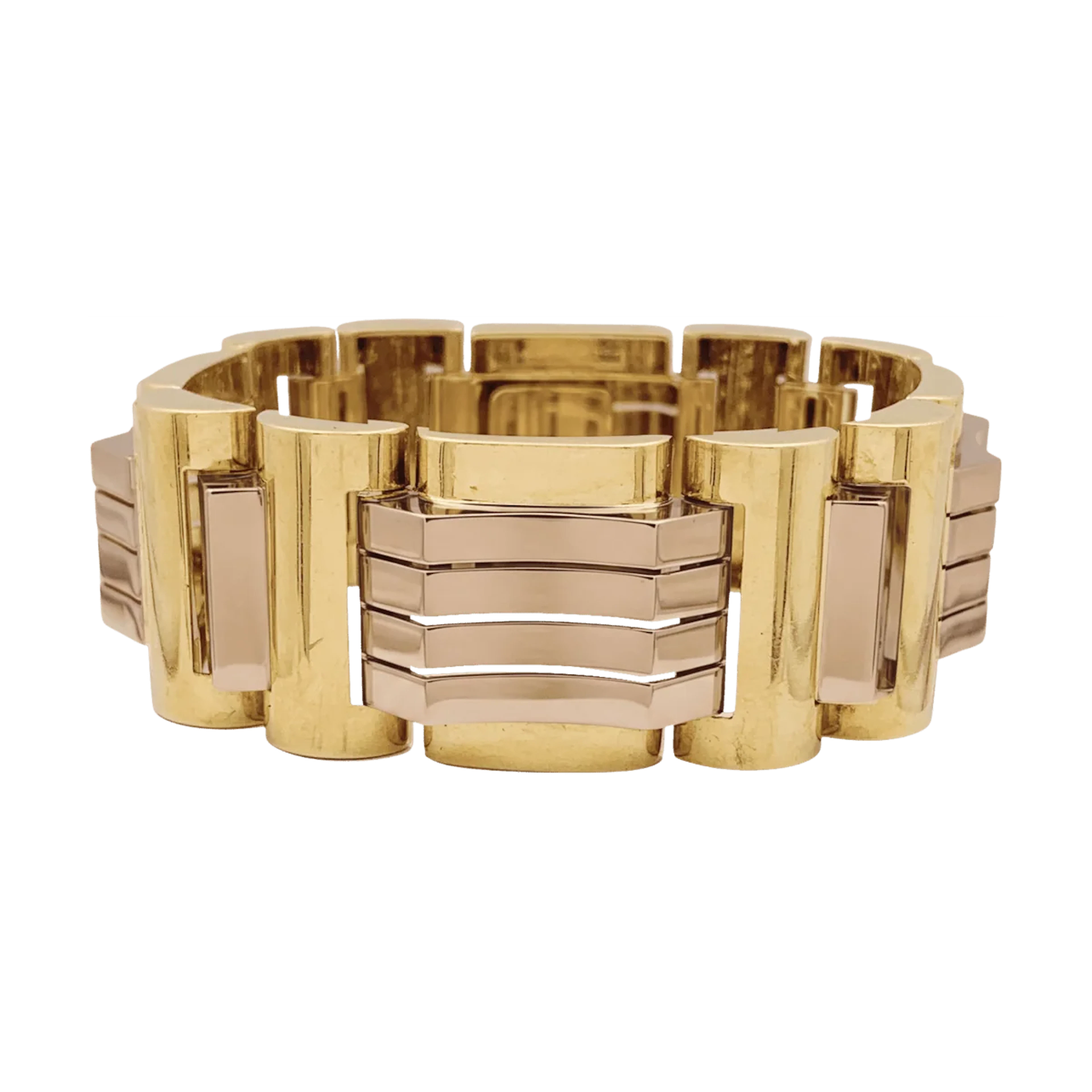 Bracelet Tank en or jaune et or rose