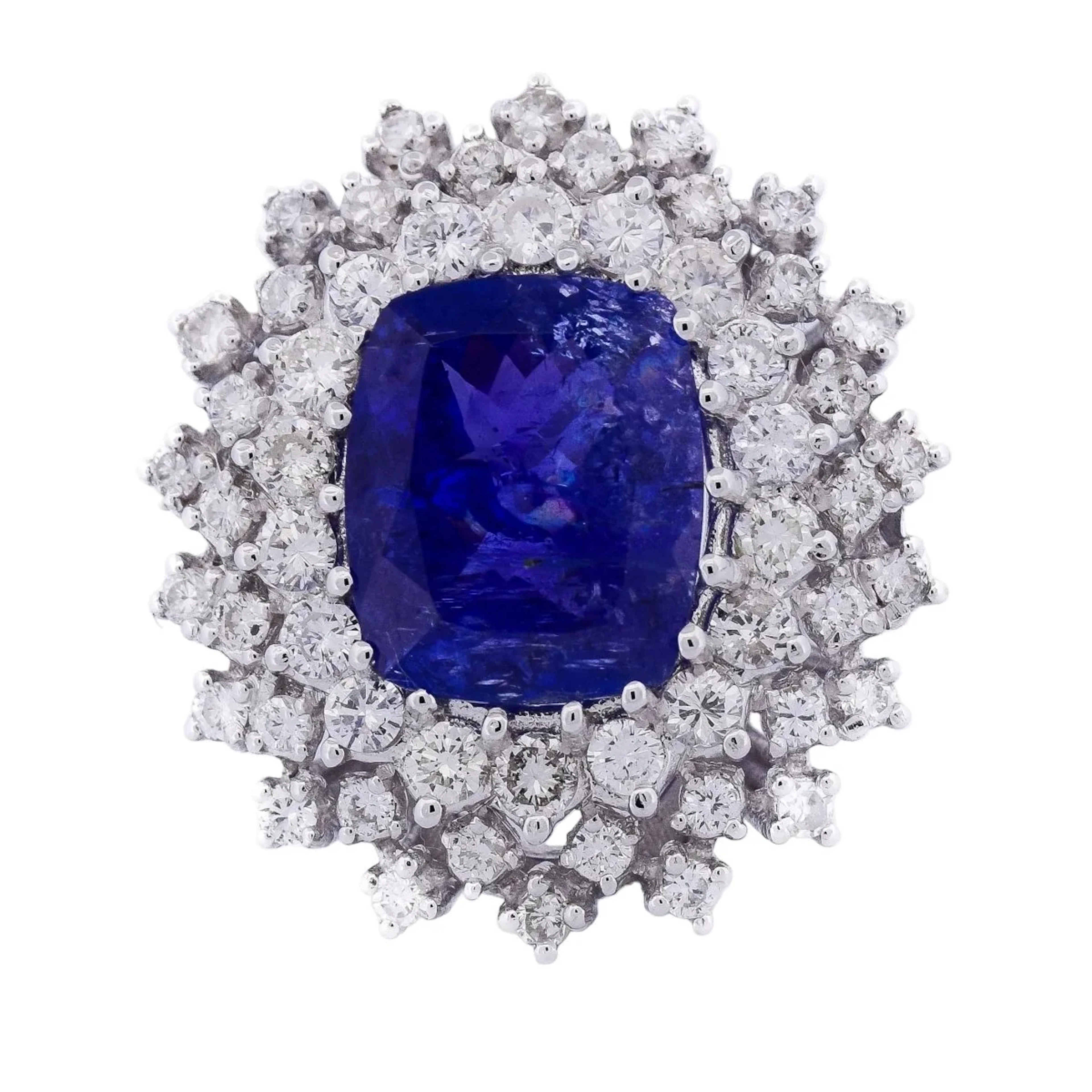 Ring Cocktail in white gold, tanzanite and diamonds