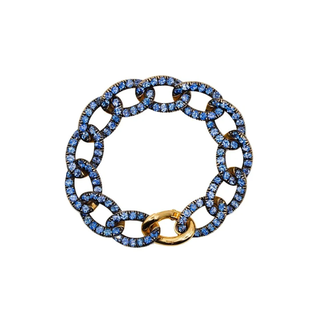 POMELLATO "Tango" Mesh Bracelet in yellow gold and sapphires