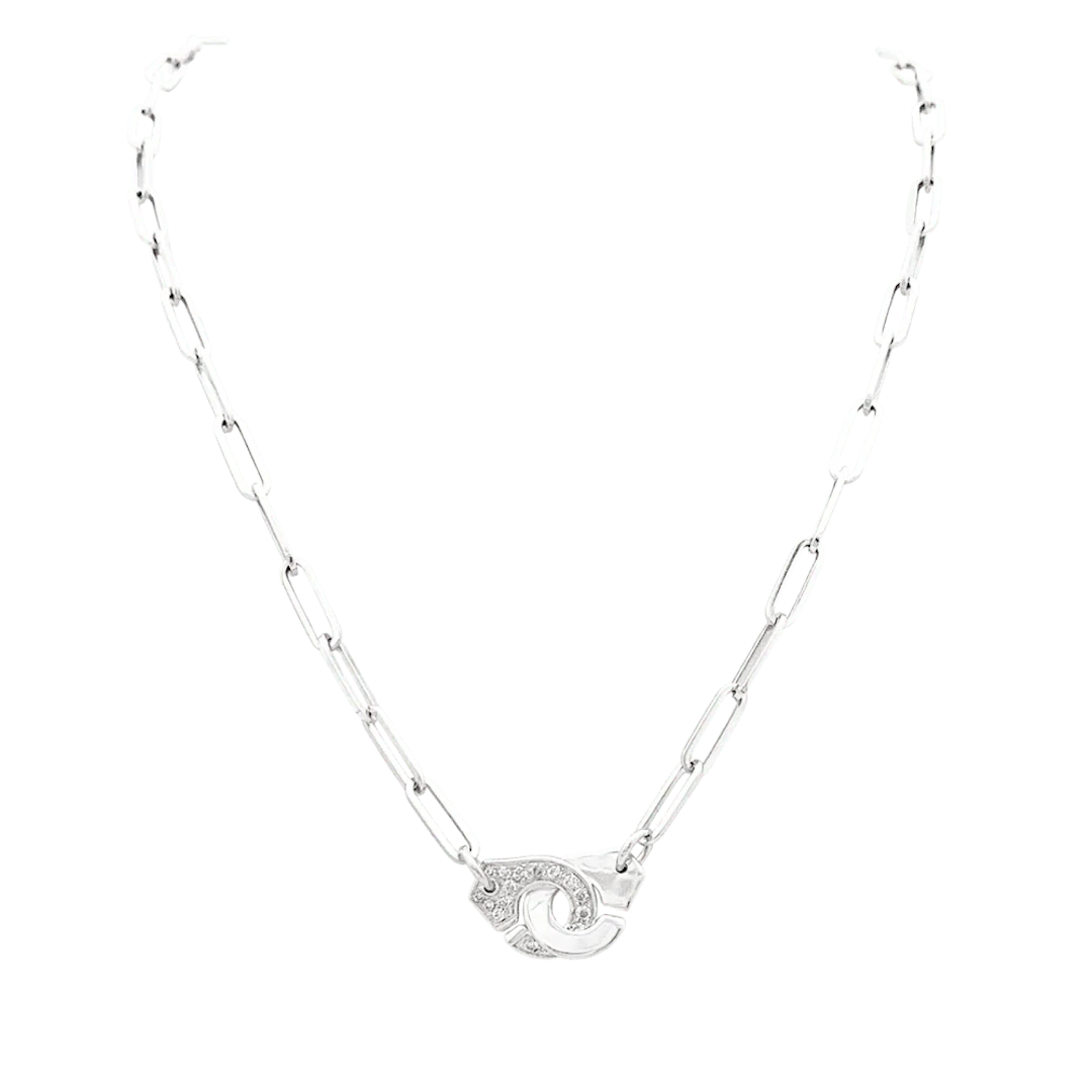 Necklace Chain DINH VAN "Handcuffs R12" in white gold and diamonds