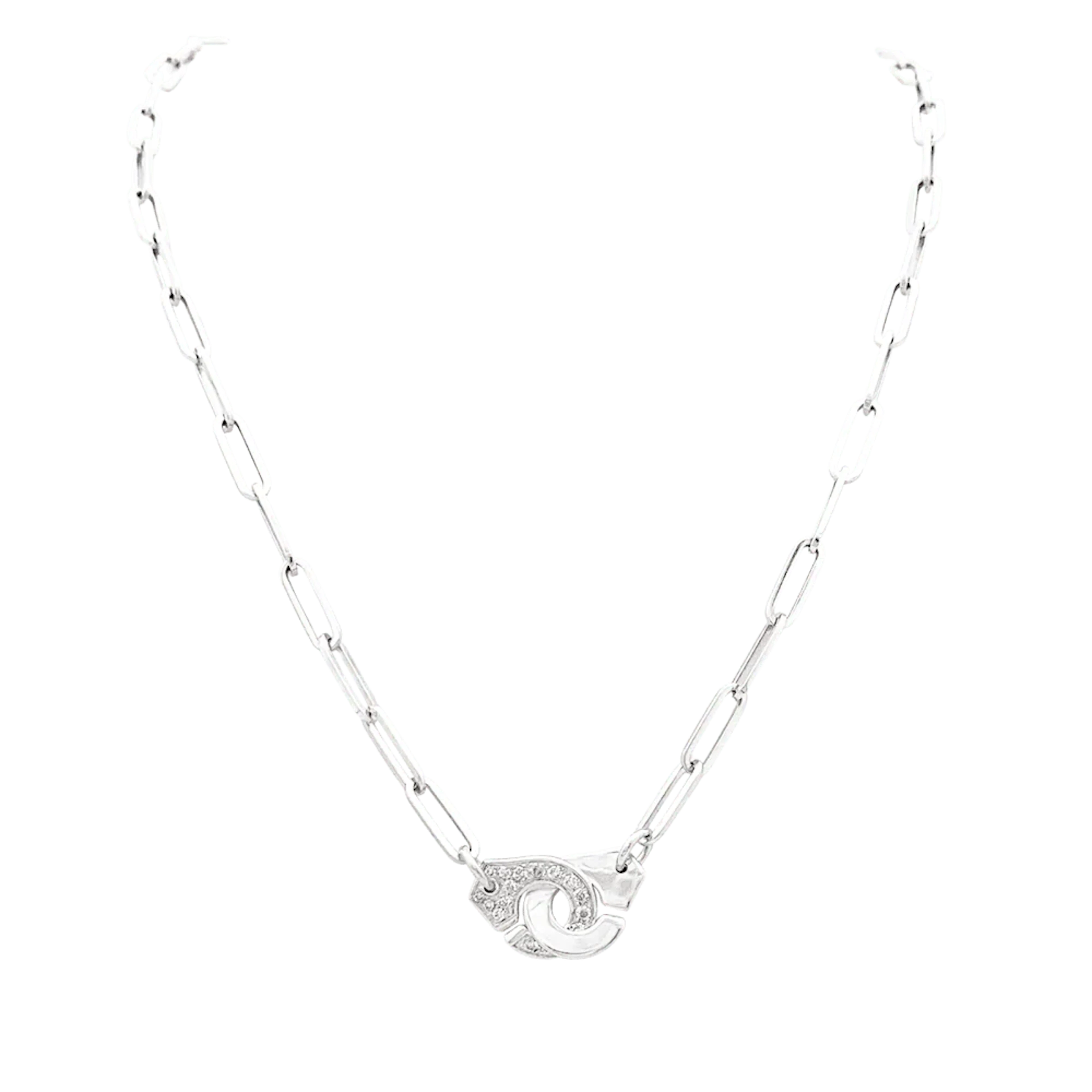 Necklace Chain DINH VAN "Handcuffs R12" in white gold and diamonds