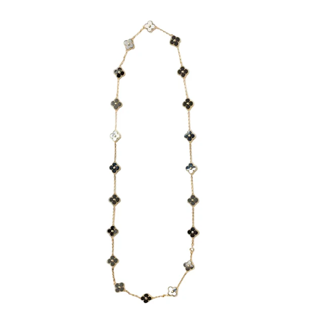 Collier Sautoir VAN CLEEF & ARPELS "Vintage Alhambra" en or jaune et hématite