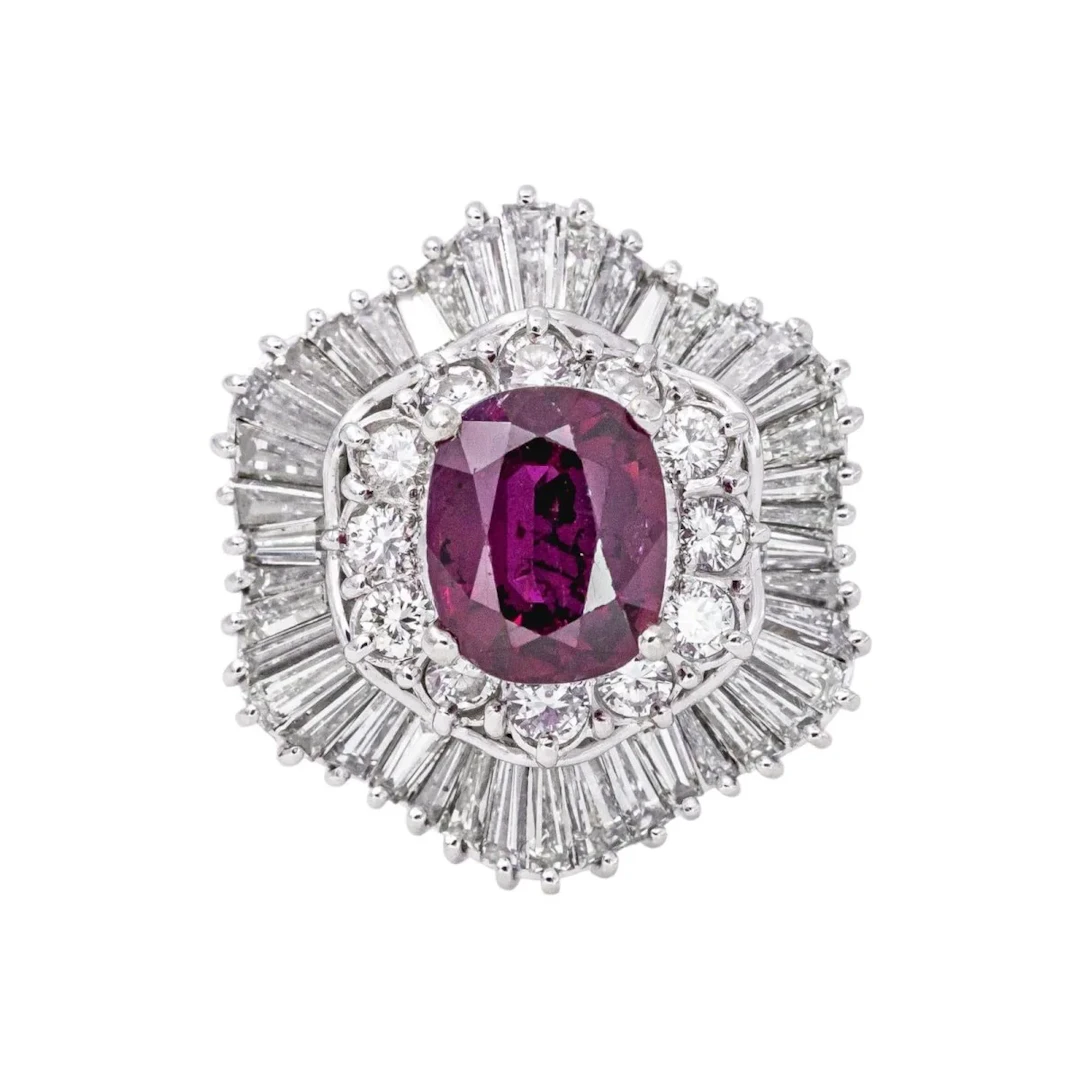 Pompadour Ring in Platinum with Rubies