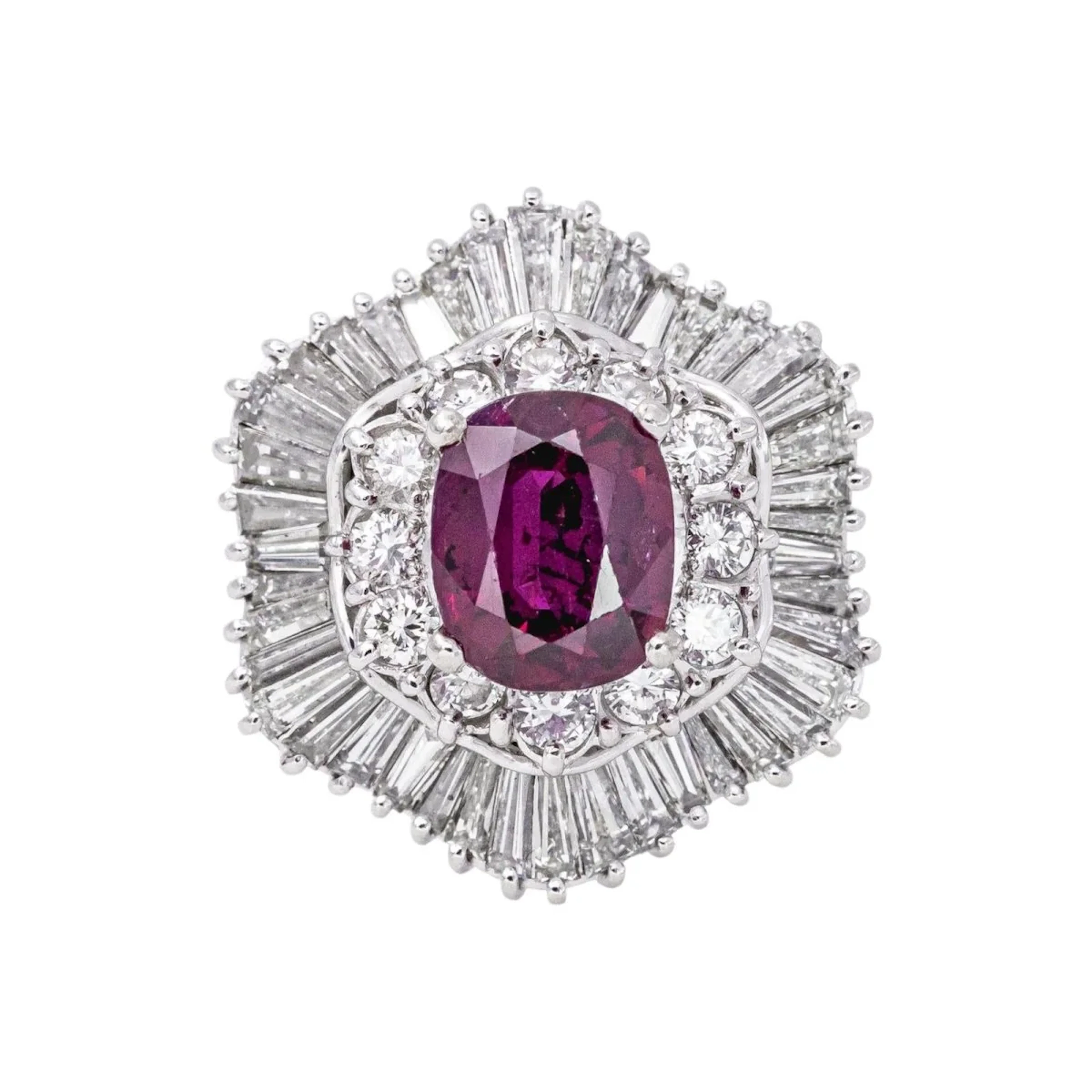 Pompadour Ring in Platinum with Rubies