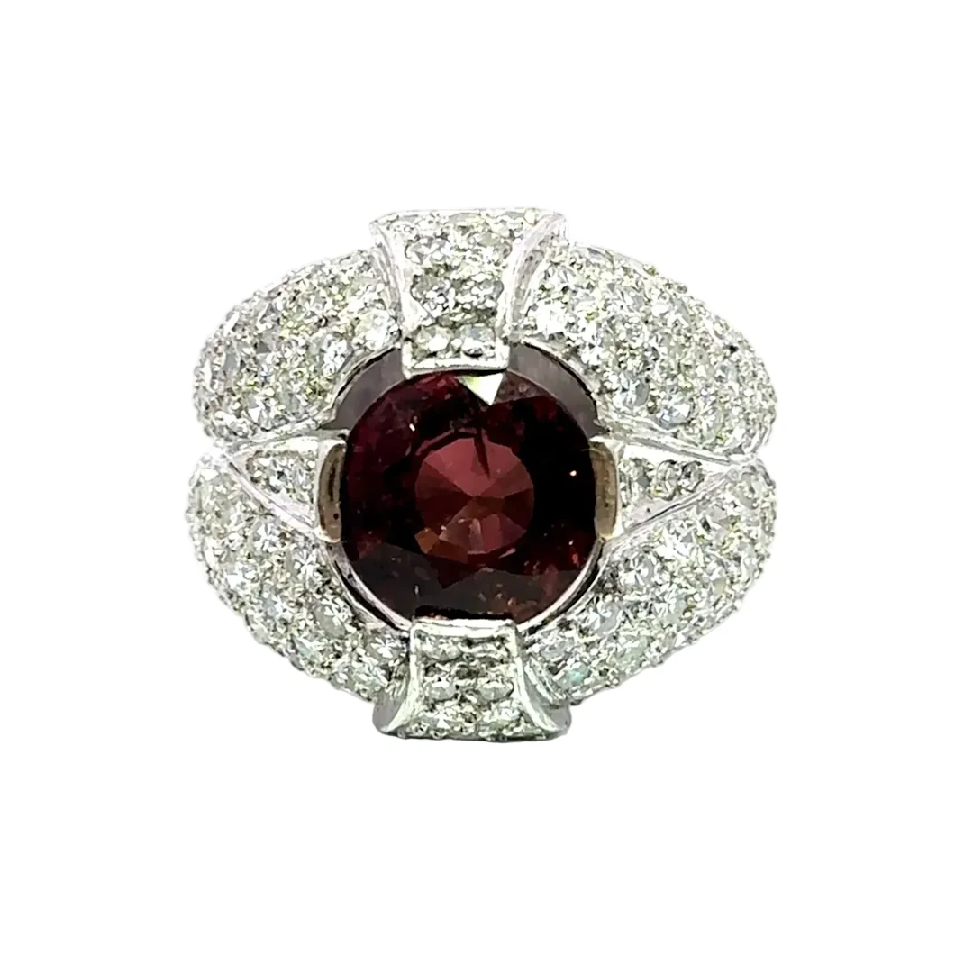 Cocktail Ring in White Gold, Tourmaline, and Diamonds