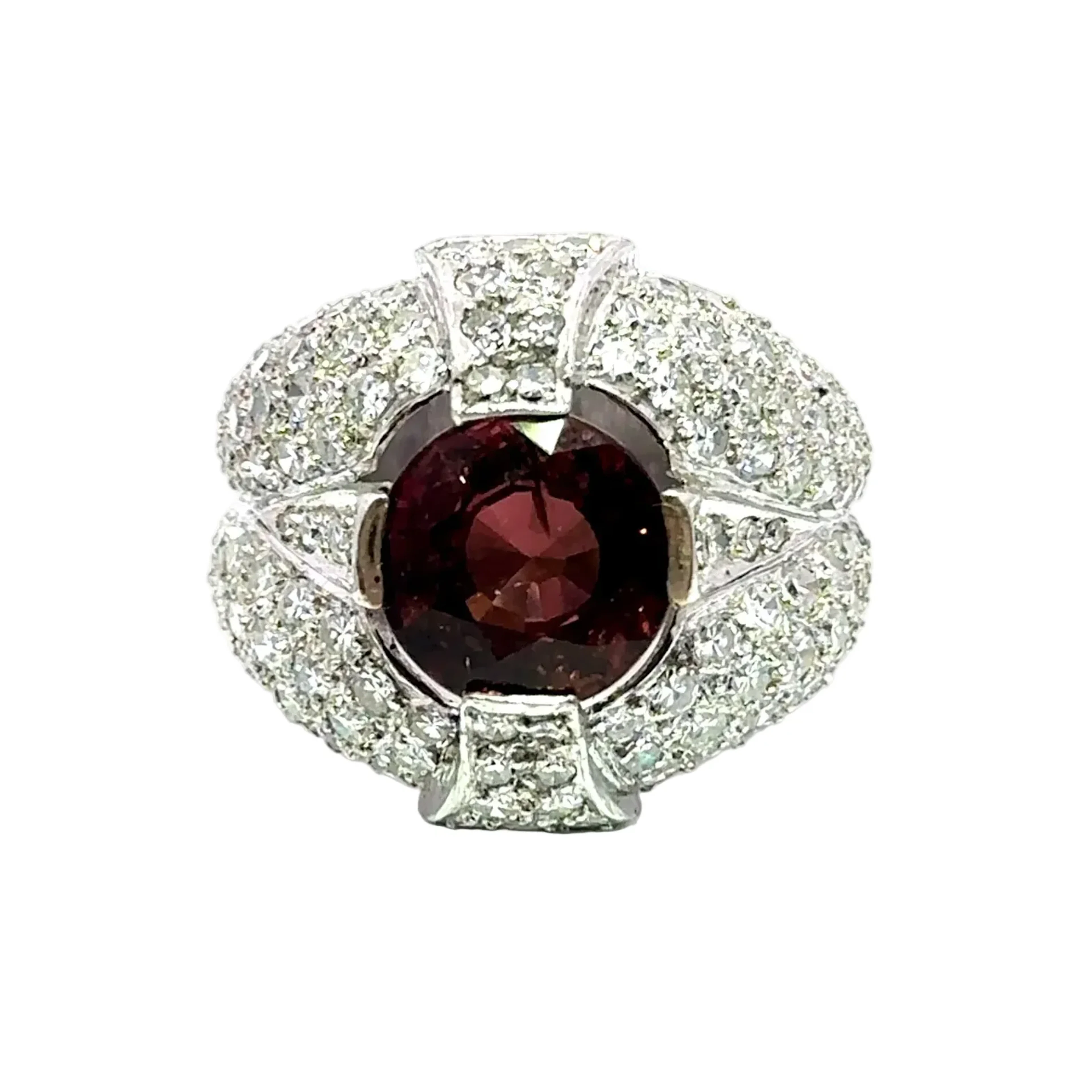 Cocktail Ring in White Gold, Tourmaline, and Diamonds