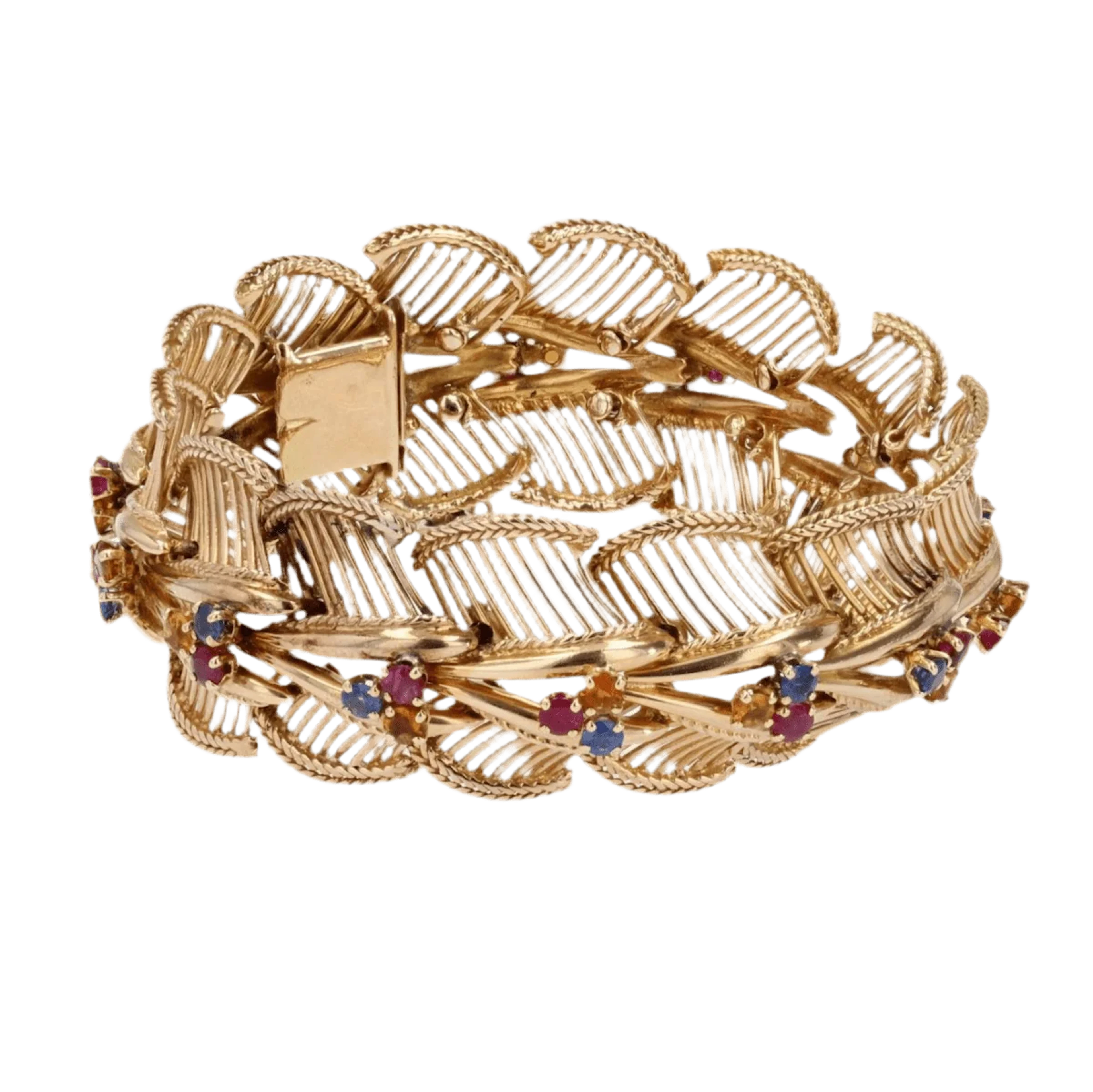 Bracelet Flexible in rose gold, sapphires, rubies and citrines