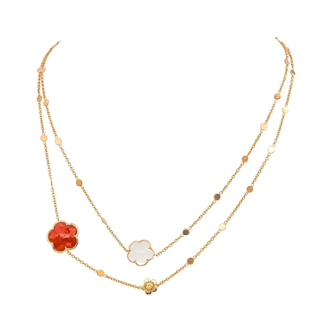 PASQUALE BRUNI “Bon Ton” long necklace in pink gold, carnelian and quartz