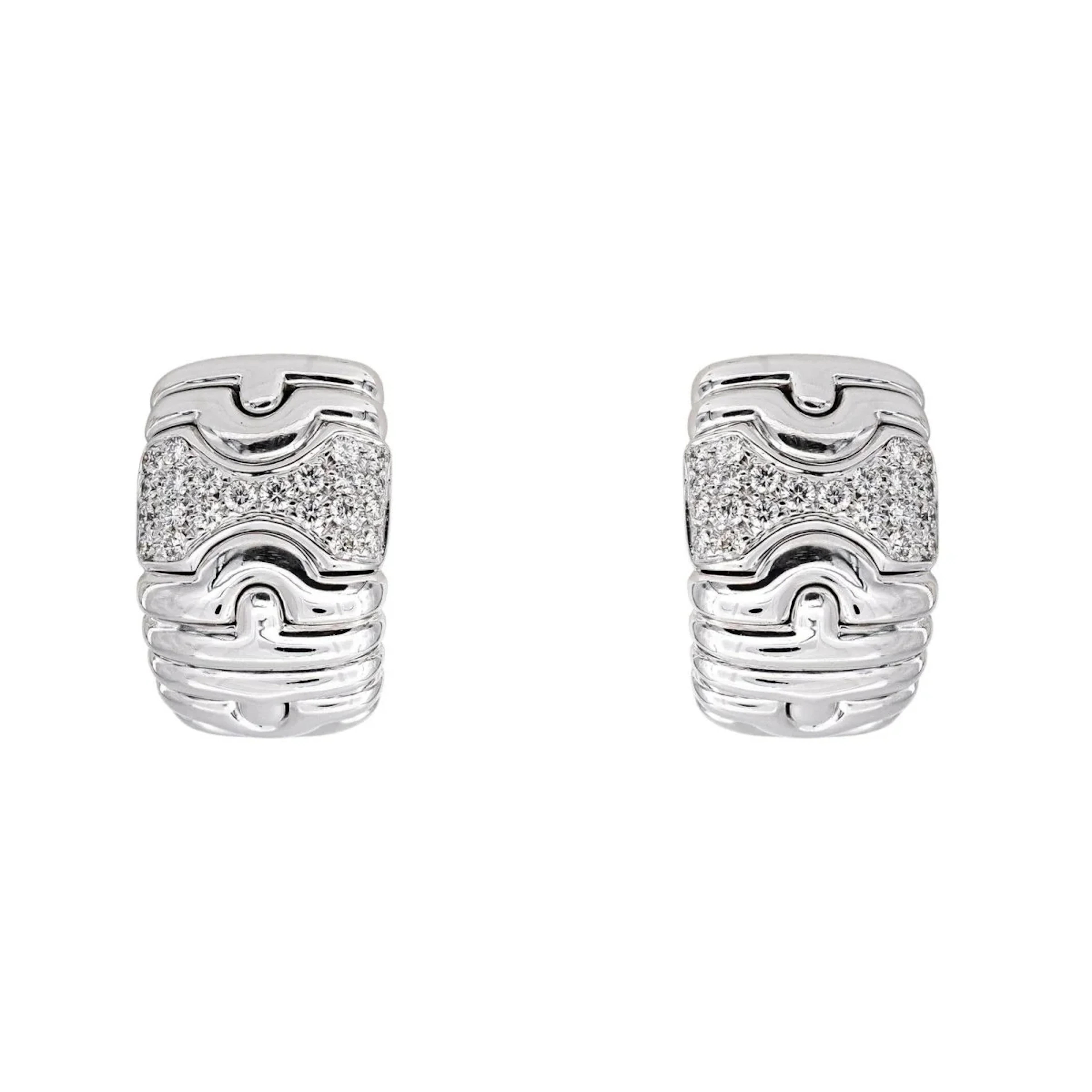 Bulgari Parentesi Earrings, White gold with Diamonds